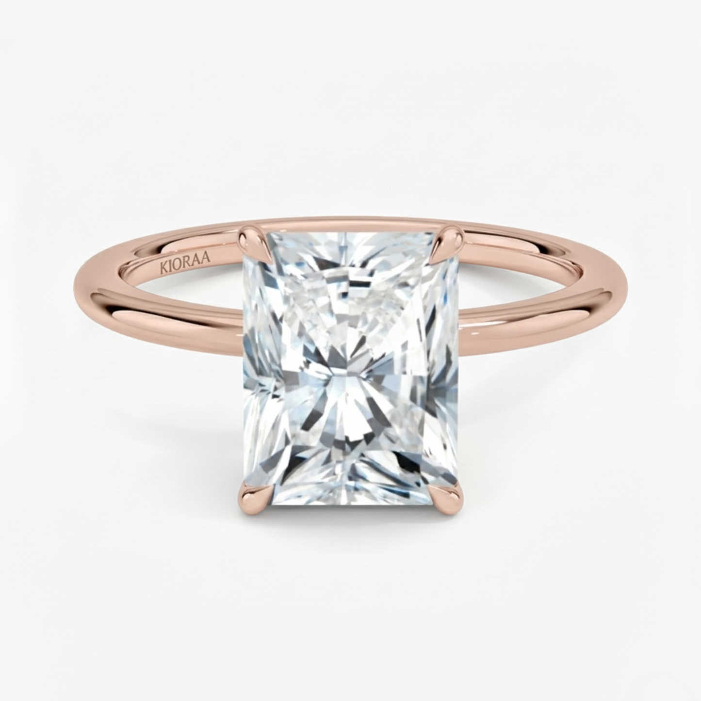 Classic Petal Radiant Solitaire Engagement Ring