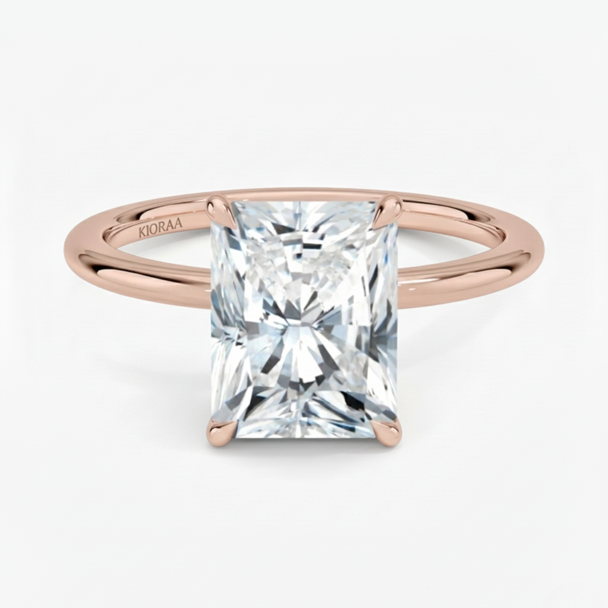 Classic Petal Radiant Solitaire Engagement Ring