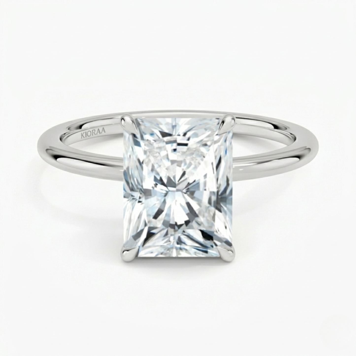Classic Petal Radiant Solitaire Engagement Ring