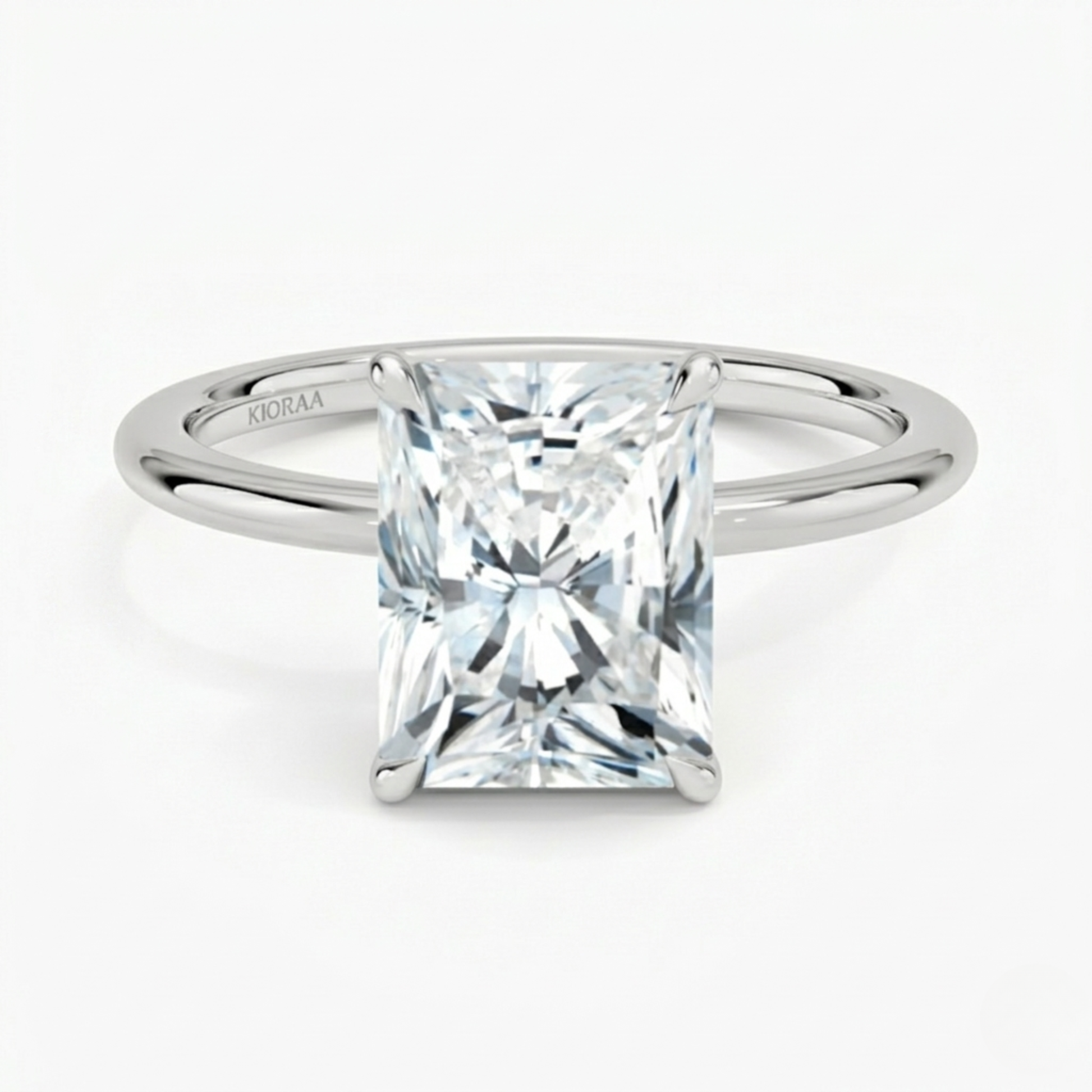 Classic Petal Radiant Solitaire Engagement Ring