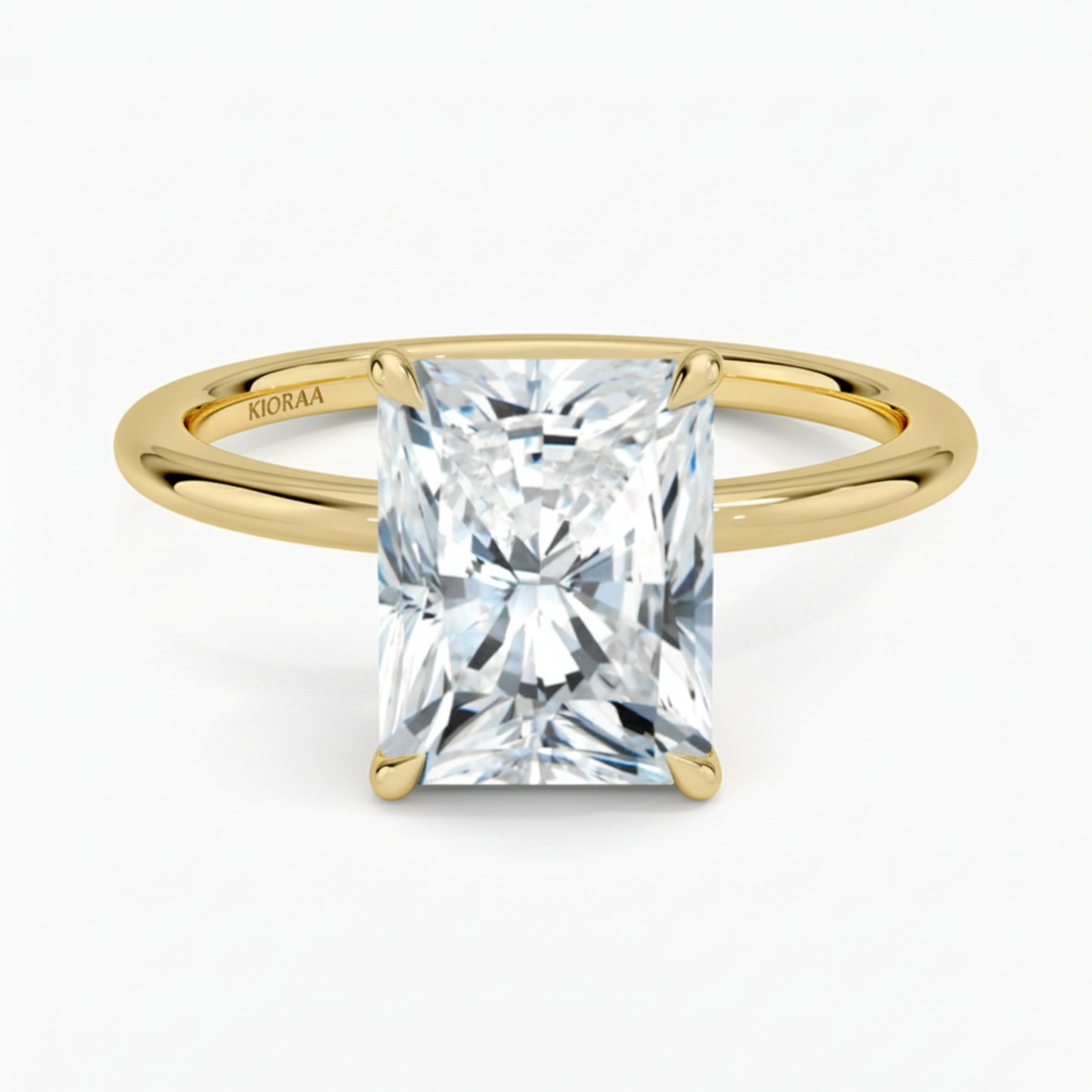 Classic Petal Radiant Solitaire Engagement Ring