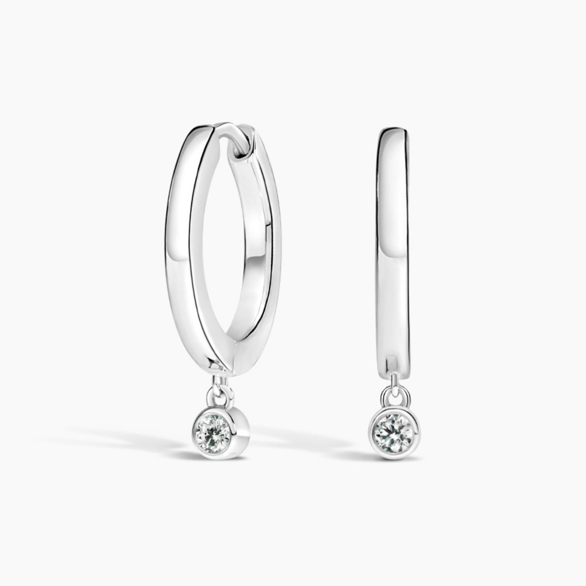 Round Diamond Drop Huggie Earrings