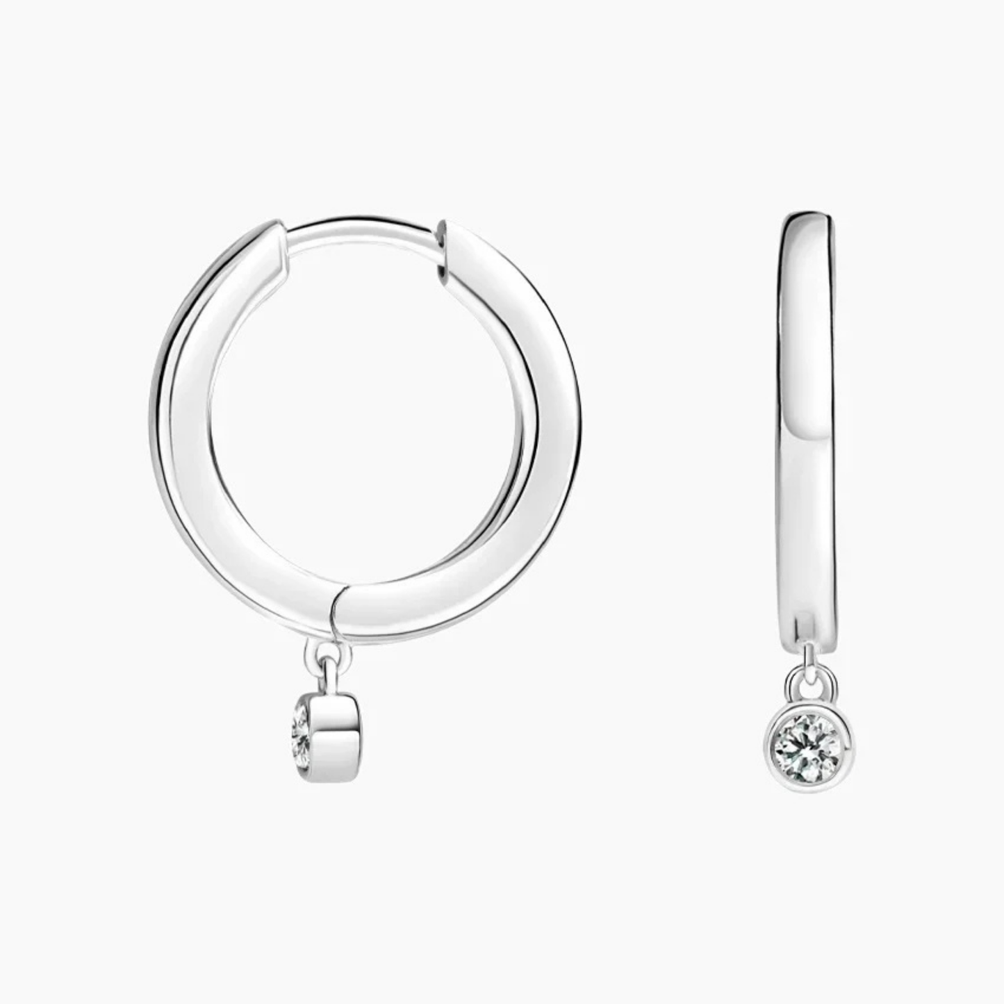 Round Diamond Drop Huggie Earrings