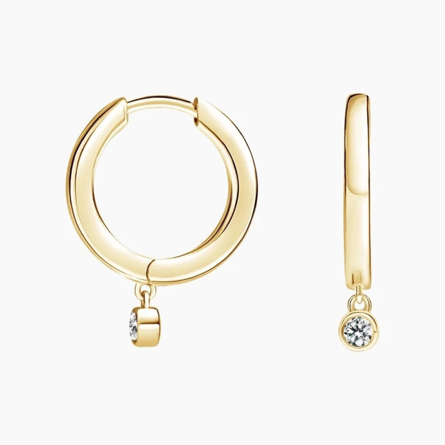 Round Diamond Drop Huggie Earrings