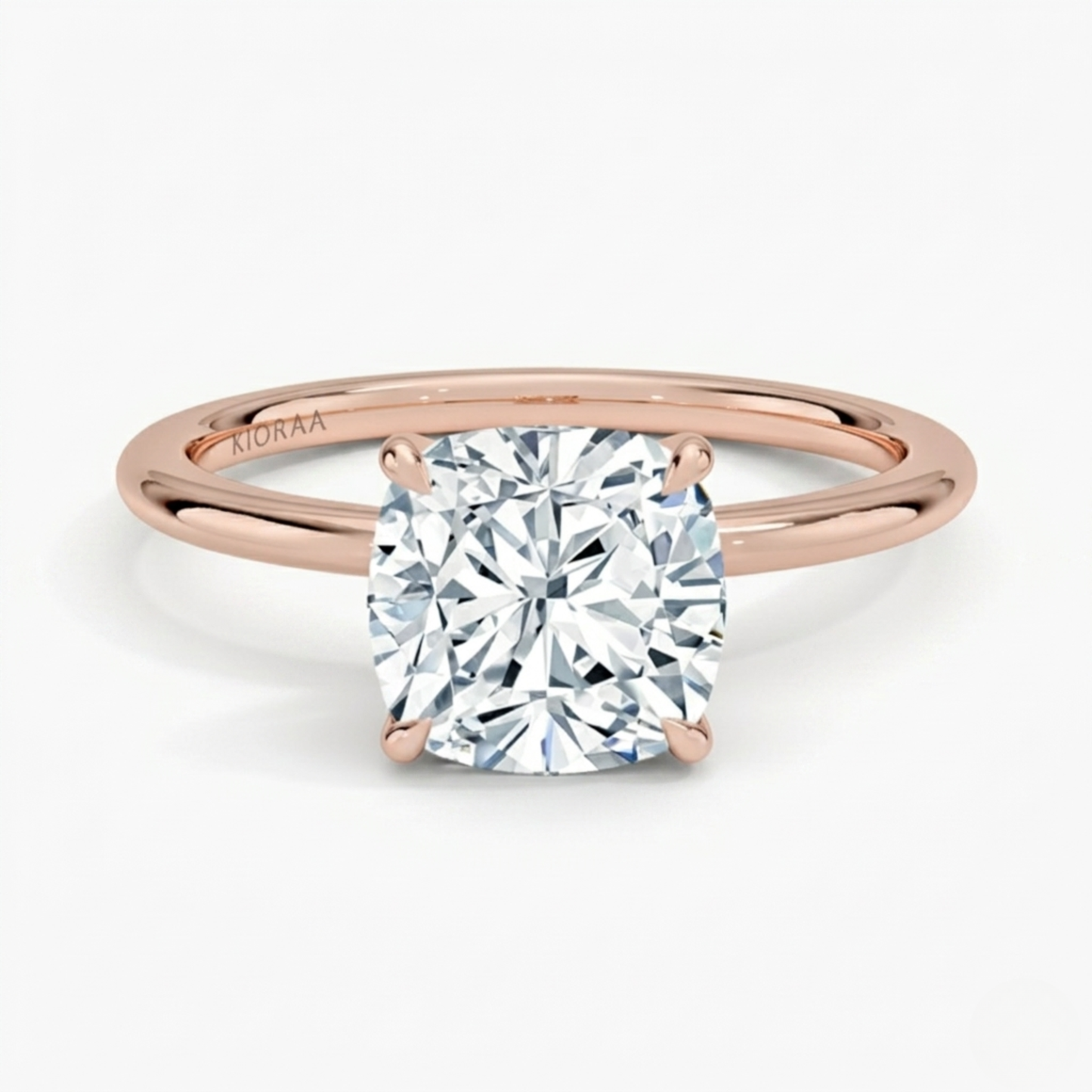 Classic Petal Cushion  Solitaire Engagement Ring