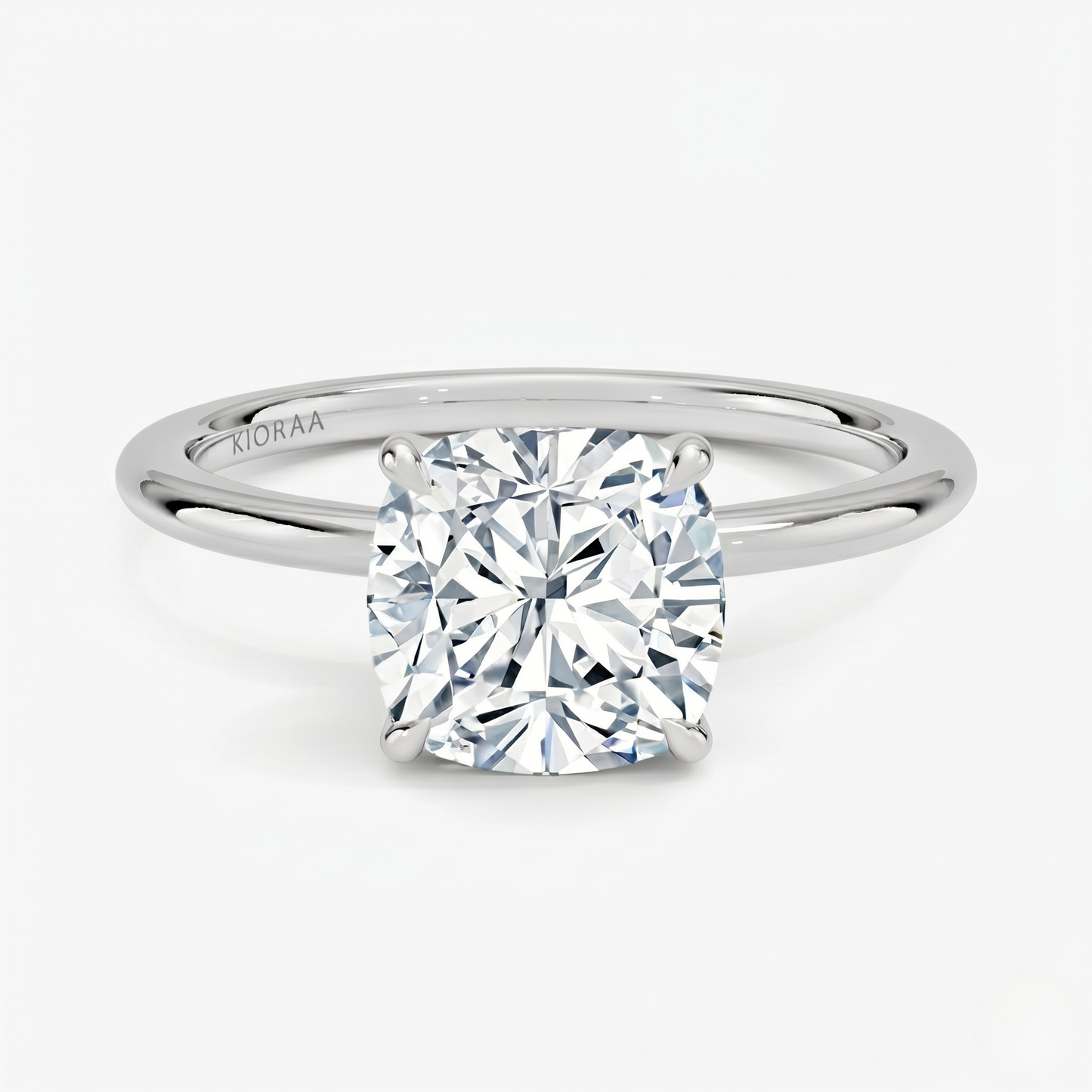 Classic Petal Cushion  Solitaire Engagement Ring