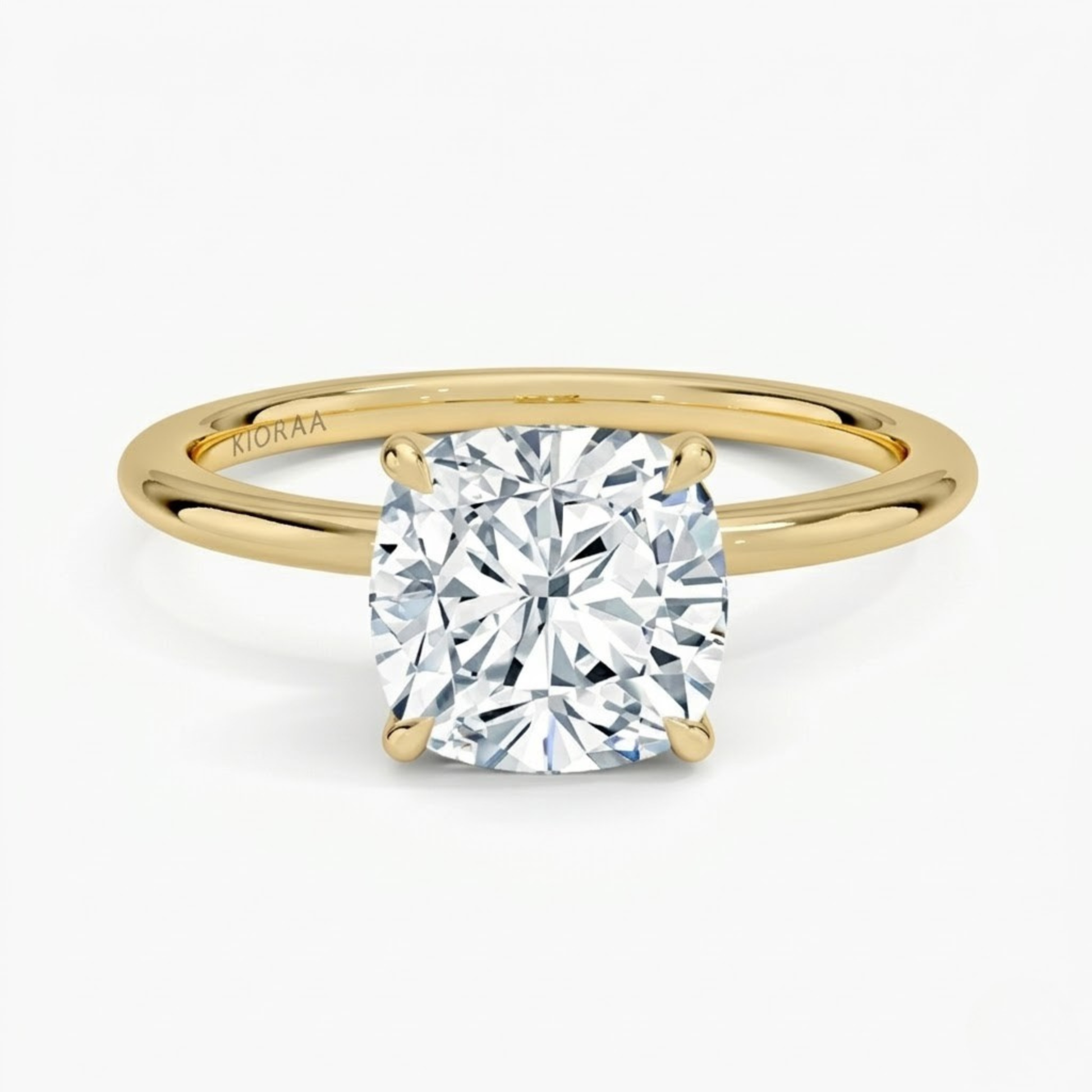 Classic Petal Cushion  Solitaire Engagement Ring