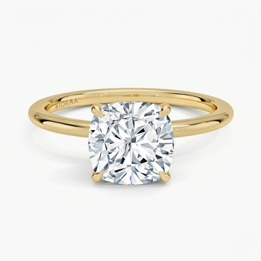 Classic Petal Cushion  Solitaire Engagement Ring