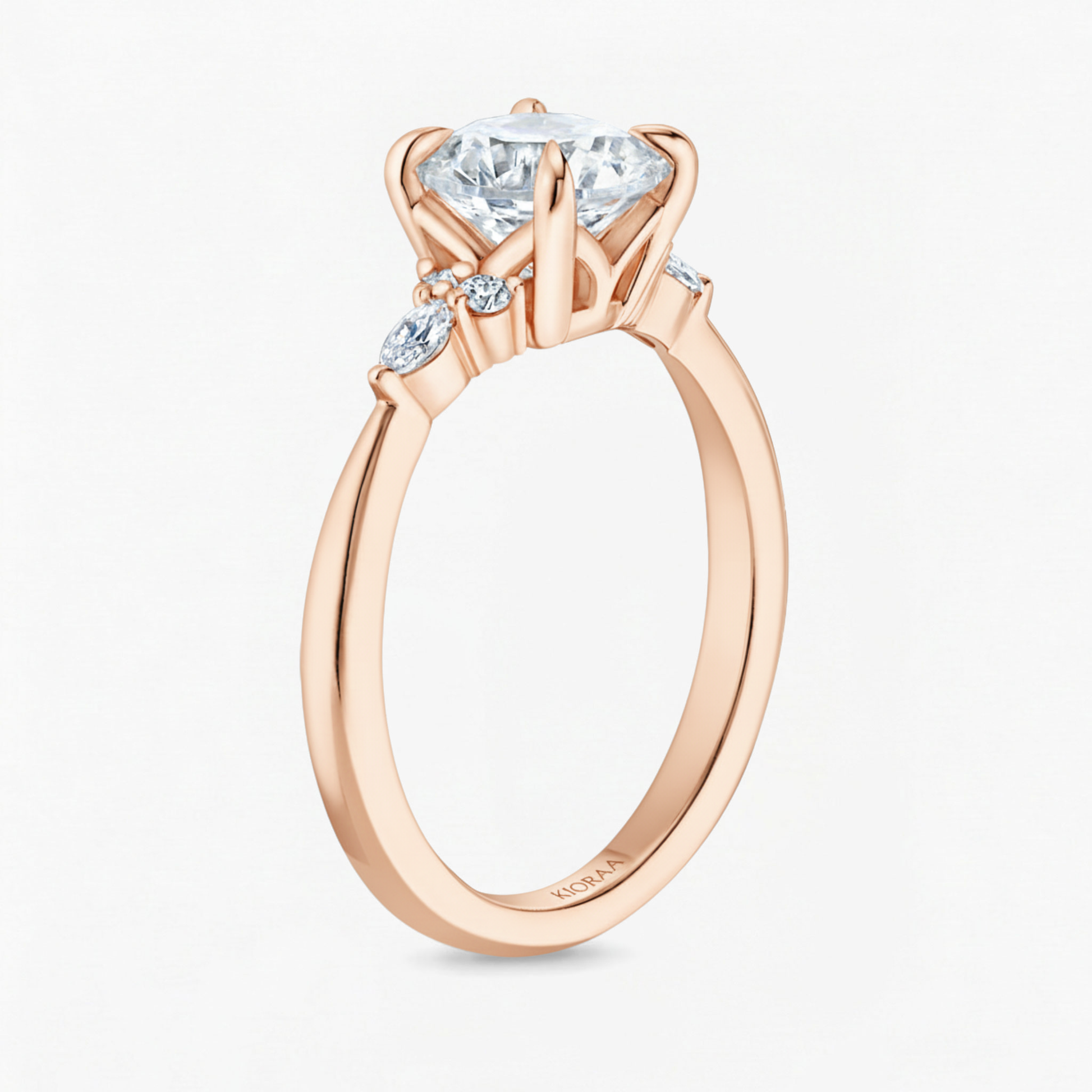 Oval and Marquise Trio Ring with Round Diamond Eternity Wedding Band
