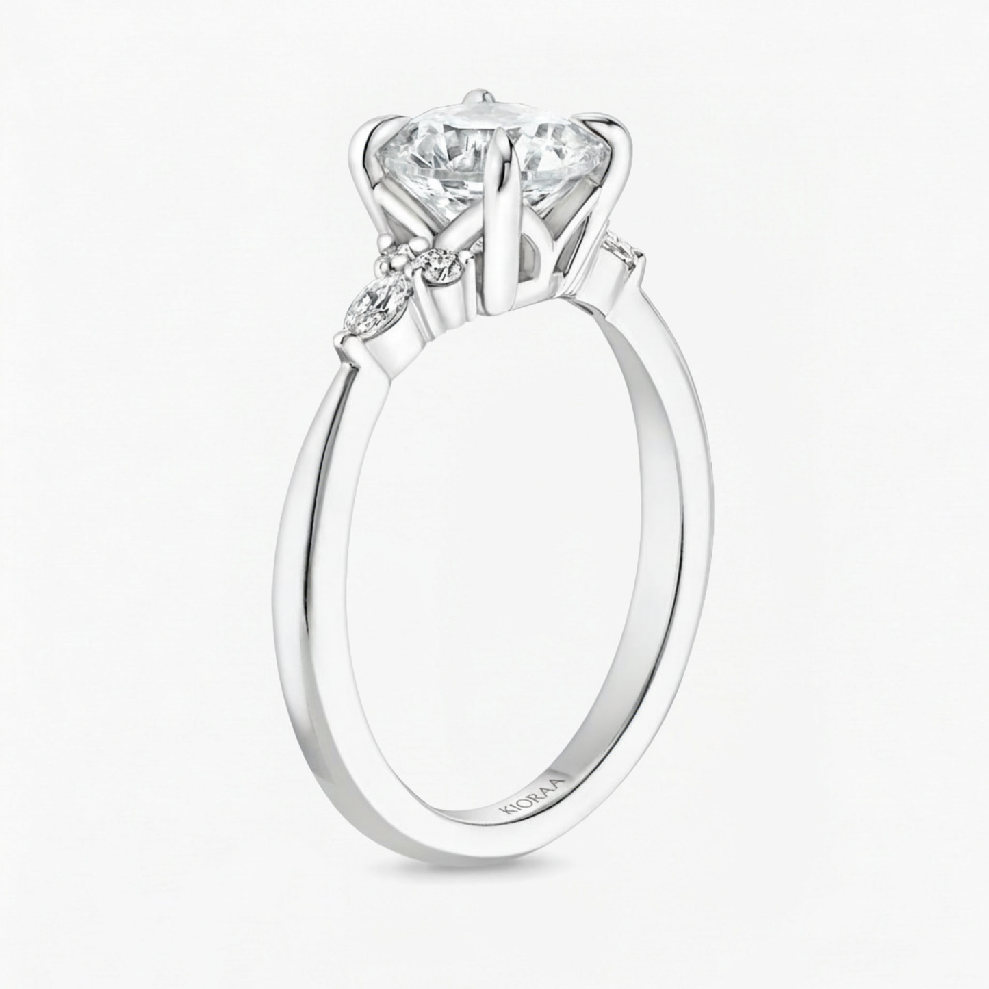 Oval and Marquise Trio Ring with Round Diamond Eternity Wedding Band