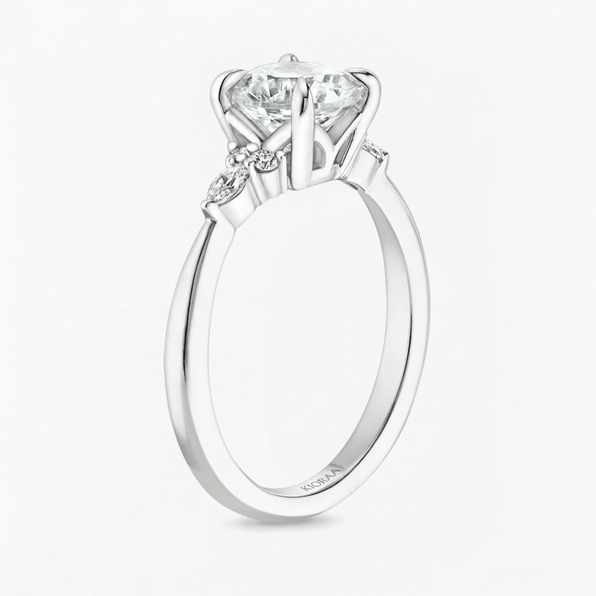 Oval and Marquise Trio Ring with Round Diamond Eternity Wedding Band