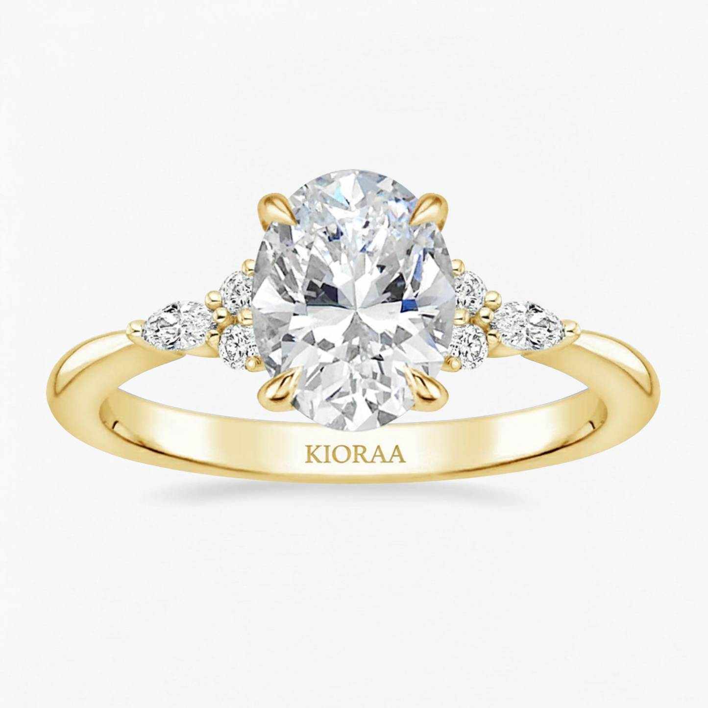 Oval and Marquise Trio Ring with Round Diamond Eternity Wedding Band