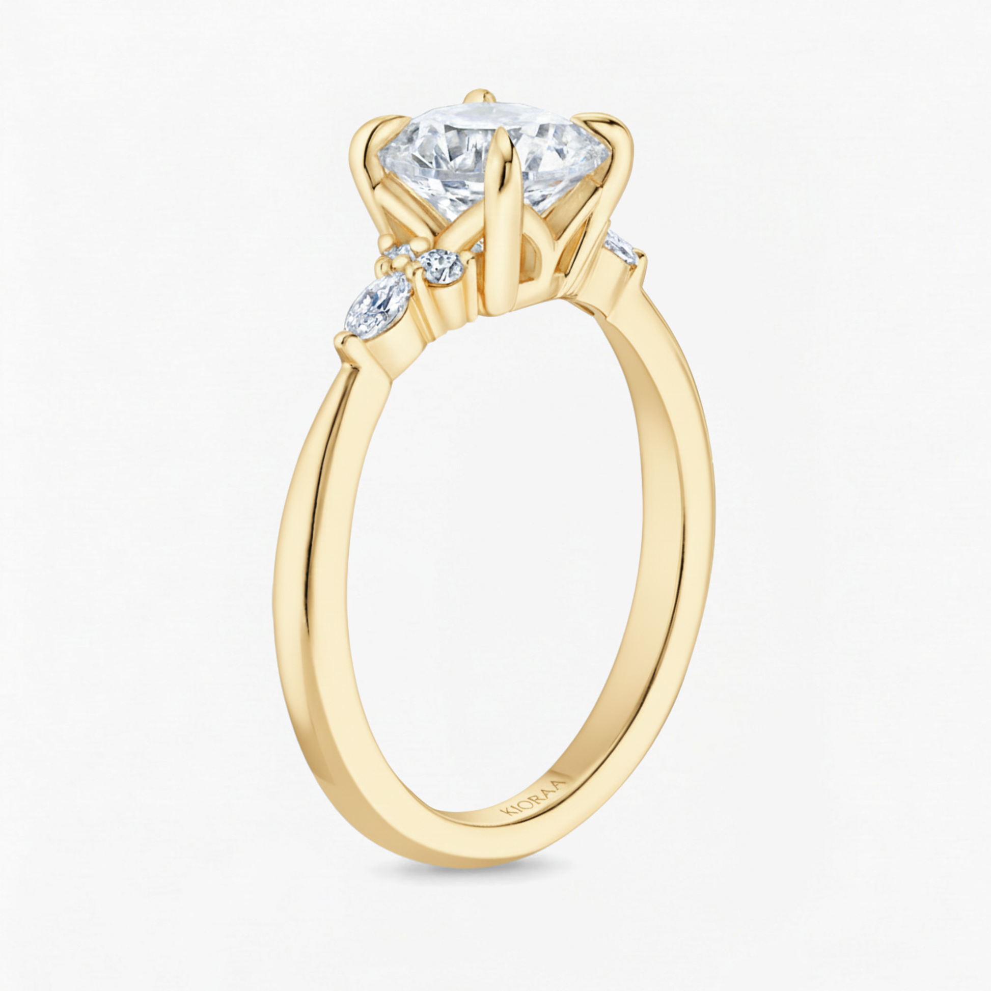 Oval and Marquise Trio Ring with Round Diamond Eternity Wedding Band