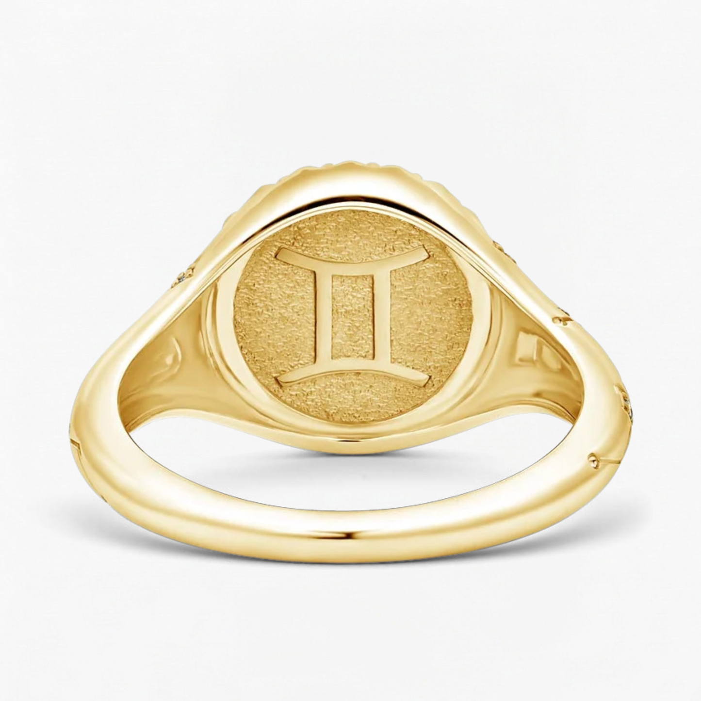 Gemini Zodiac Icon Signet Diamond Ring