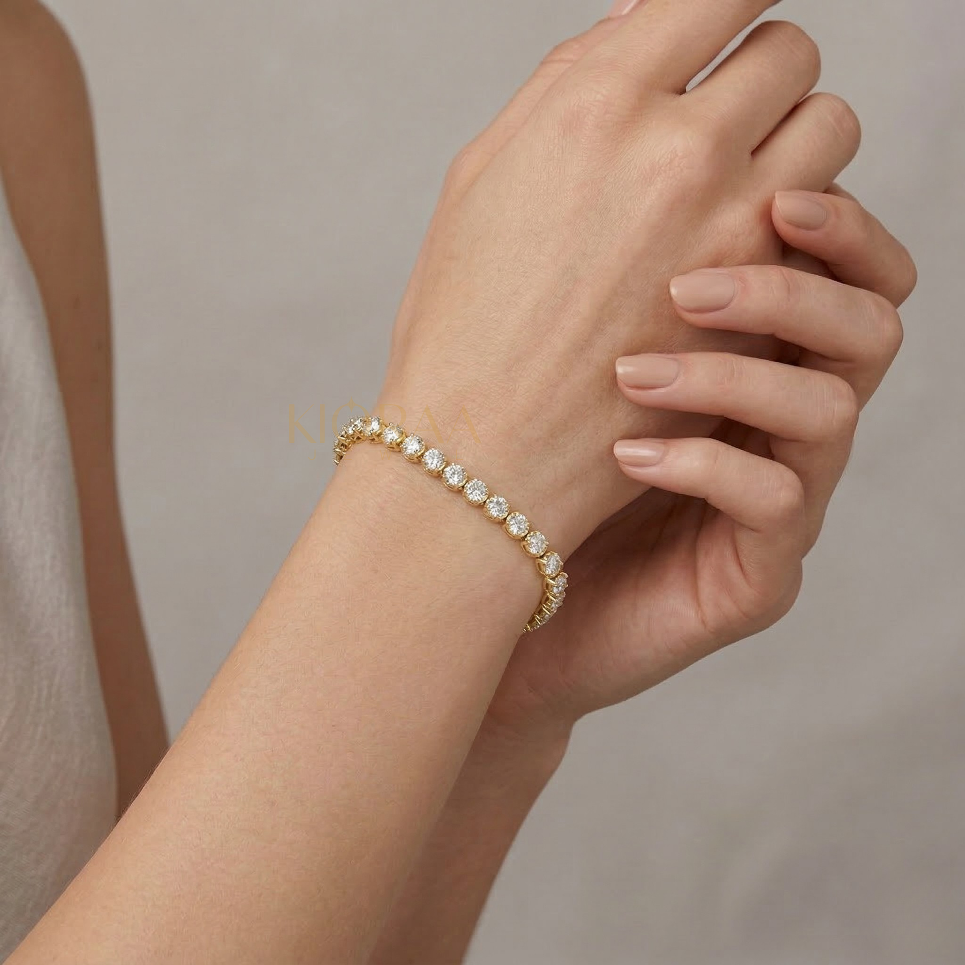 Round Lab Grown Diamond Tennis Bracelet