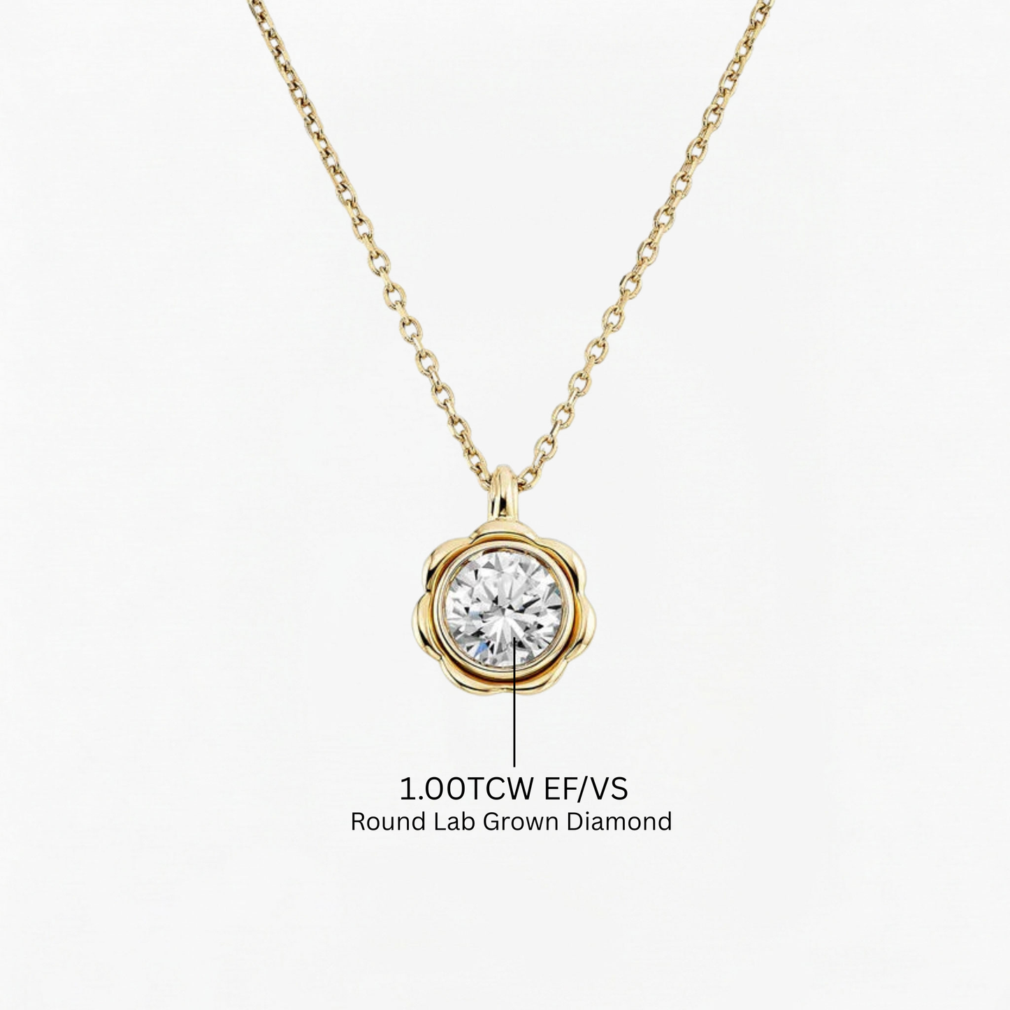 Classic Flower Round Diamond Solitaire Necklace