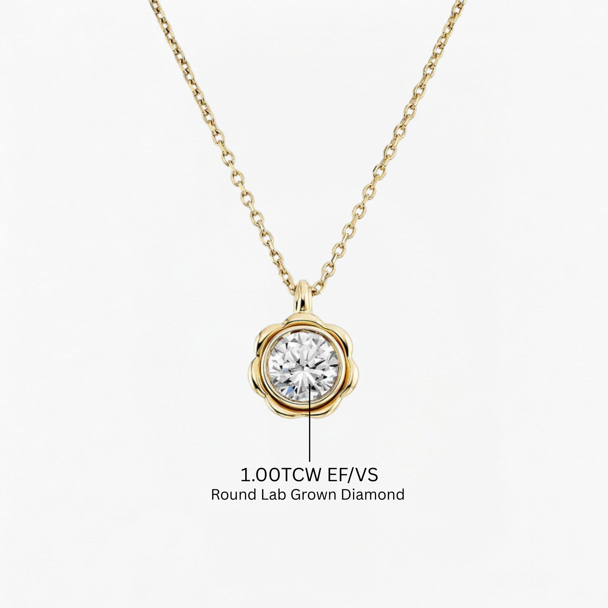 Classic Flower Round Diamond Solitaire Necklace