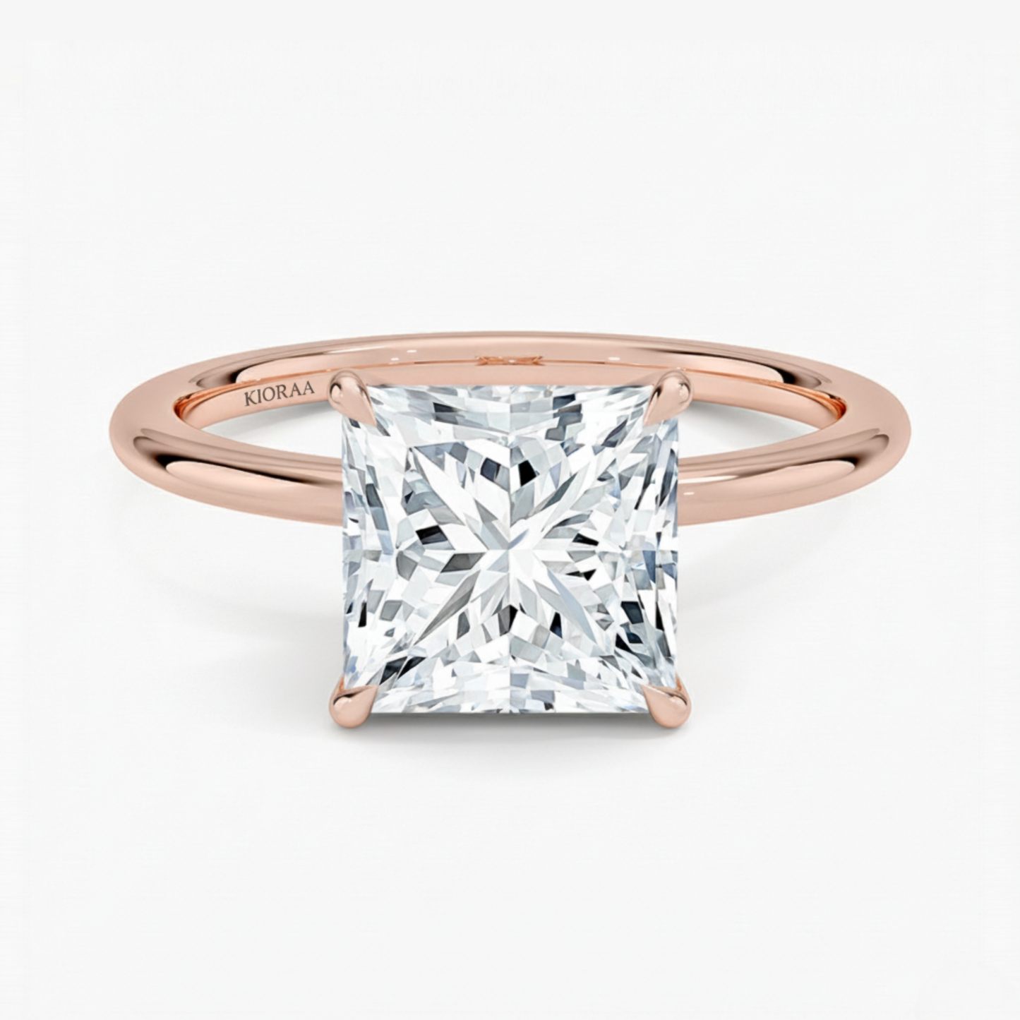 Classic Petal Princess  Solitaire Engagement Ring