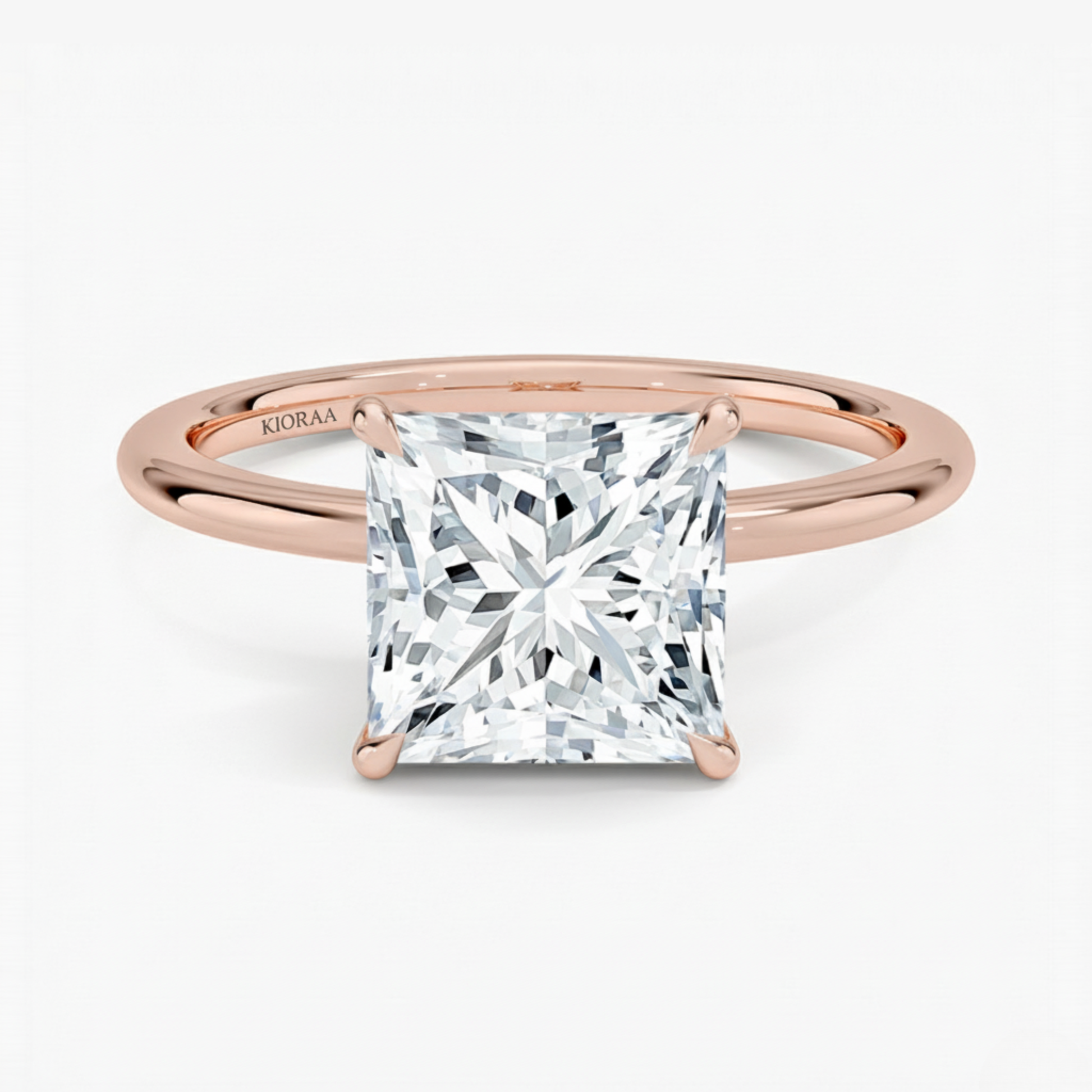 Classic Petal Princess  Solitaire Engagement Ring