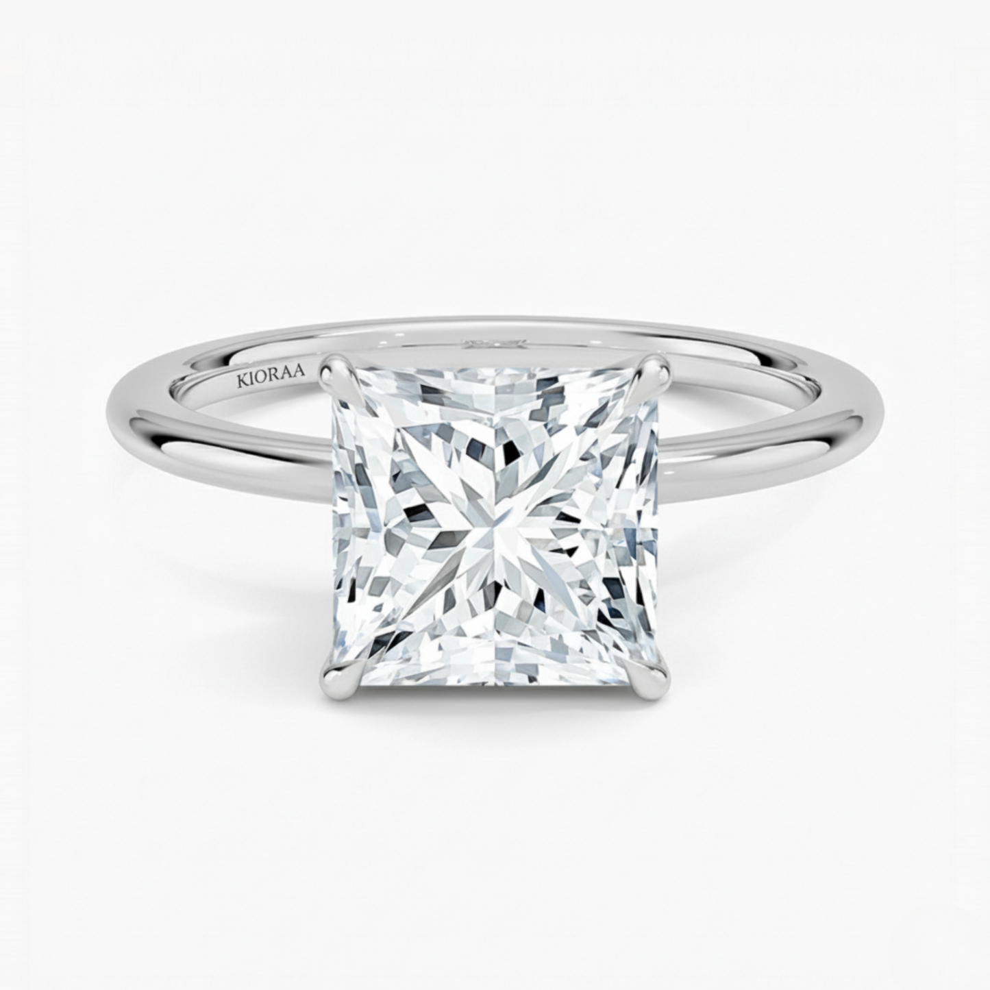 Classic Petal Princess  Solitaire Engagement Ring