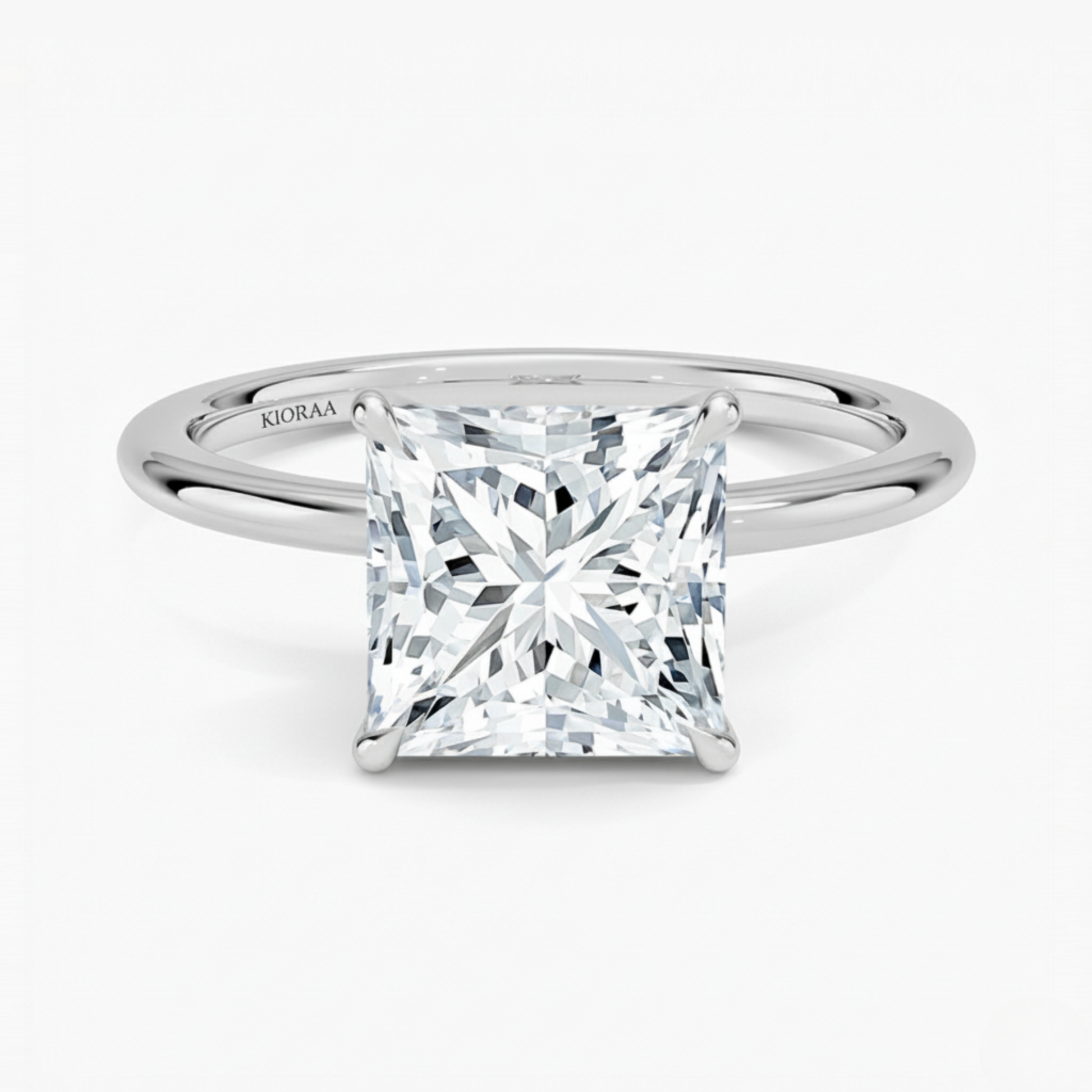 Classic Petal Princess  Solitaire Engagement Ring