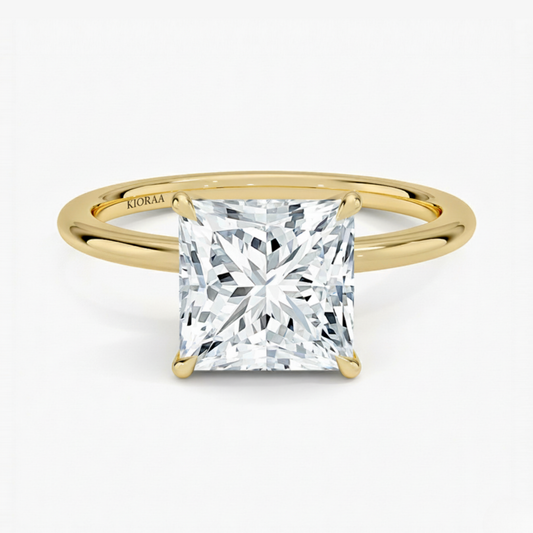 Classic Petal Princess  Solitaire Engagement Ring