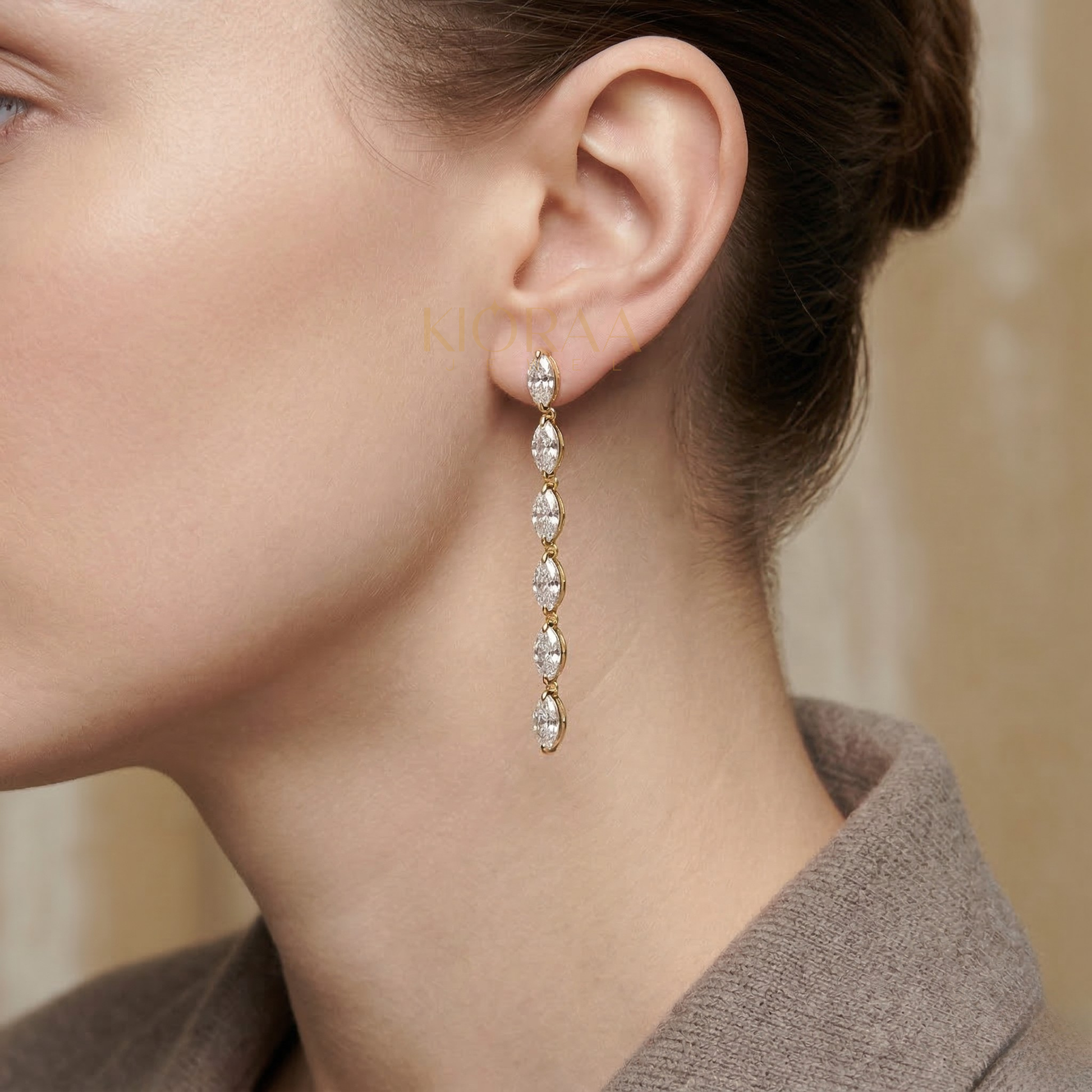 Marquise Line Drop Earrings