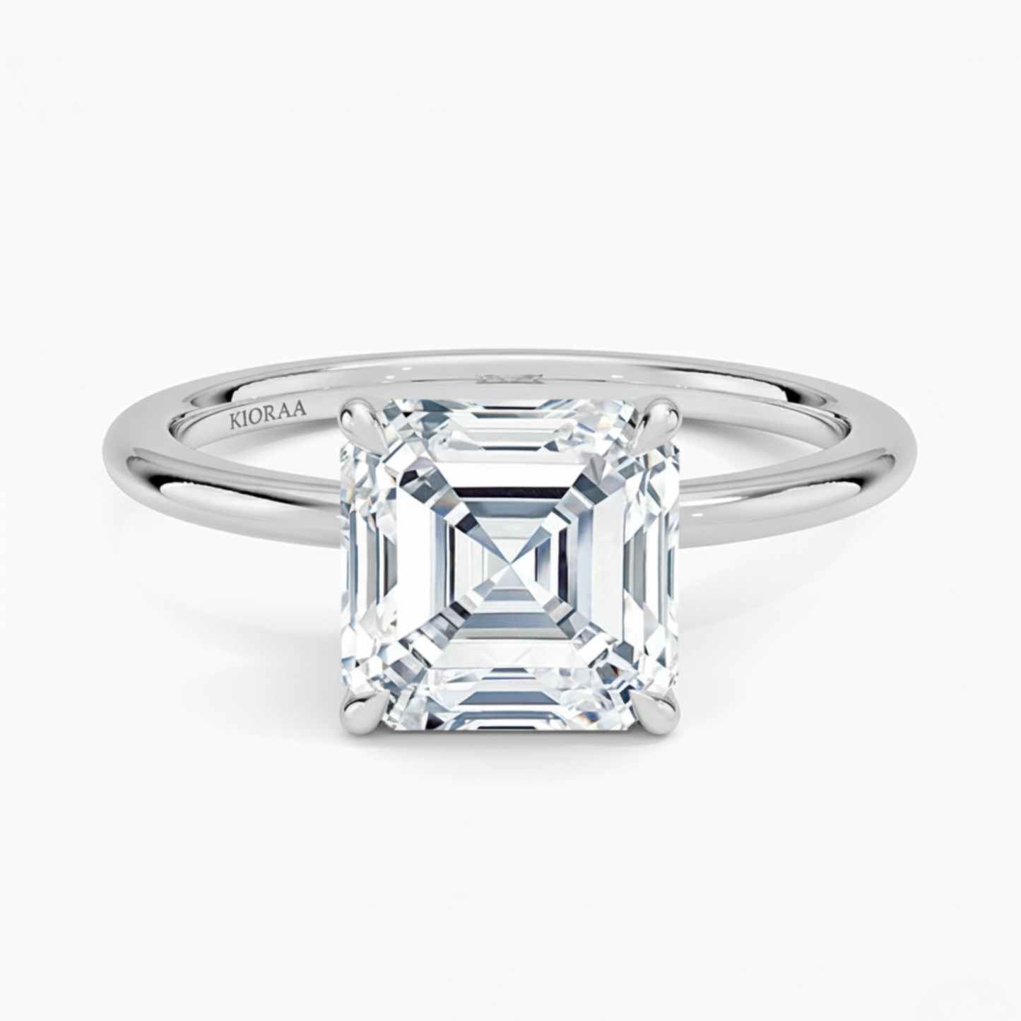 Classic Petal Asscher Solitaire Engagement Ring