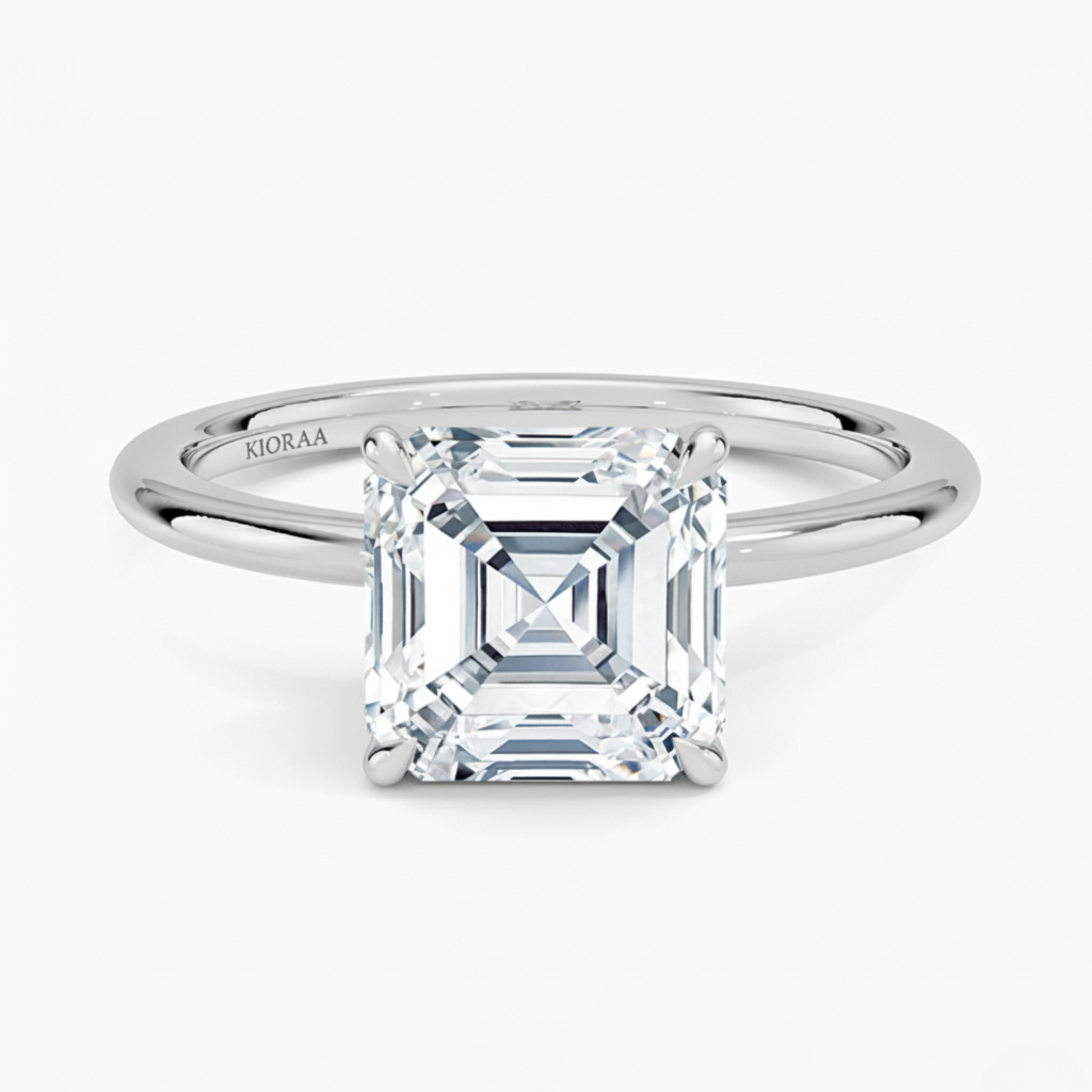 Classic Petal Asscher Solitaire Engagement Ring