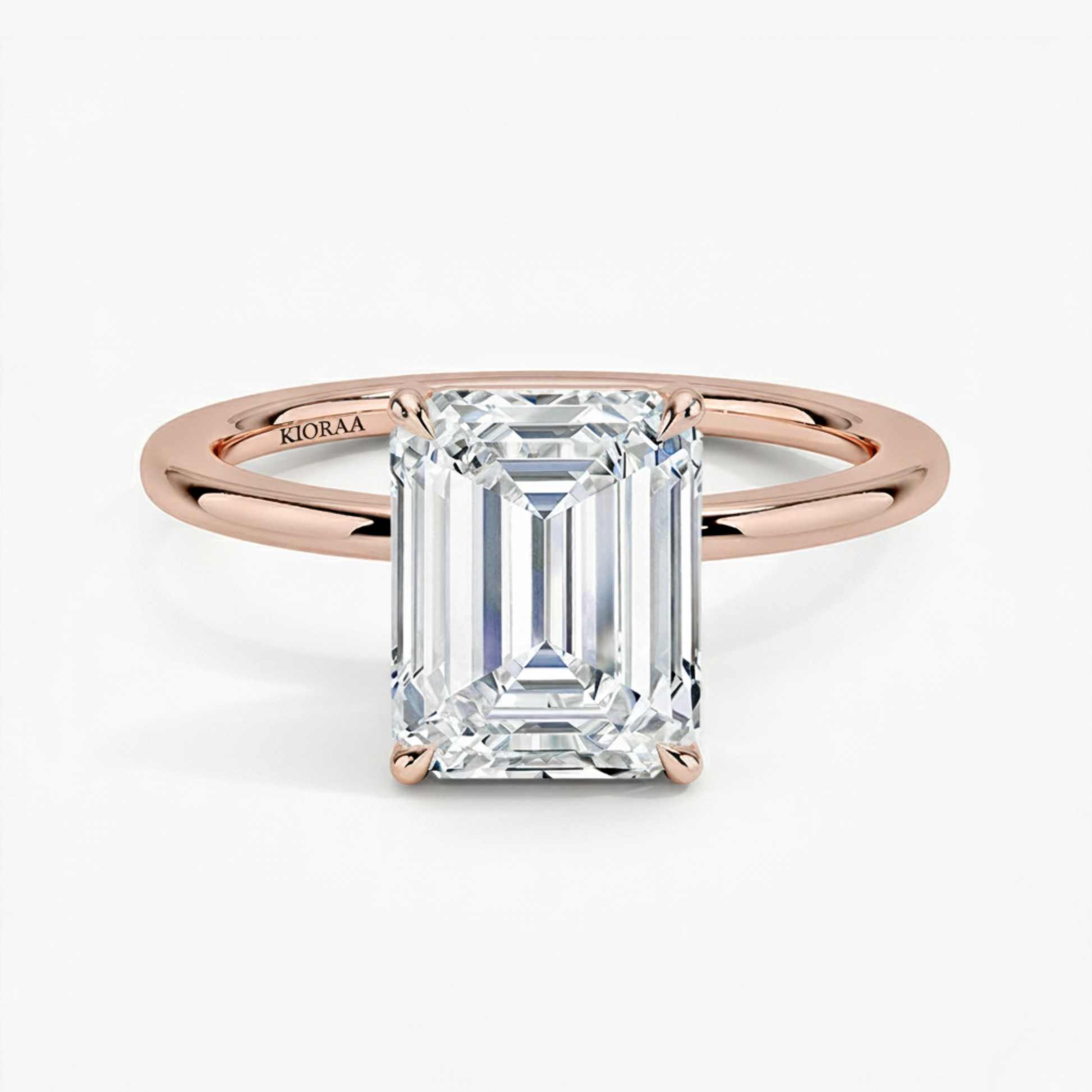 Classic Simple Emerald  Solitaire Engagement Ring