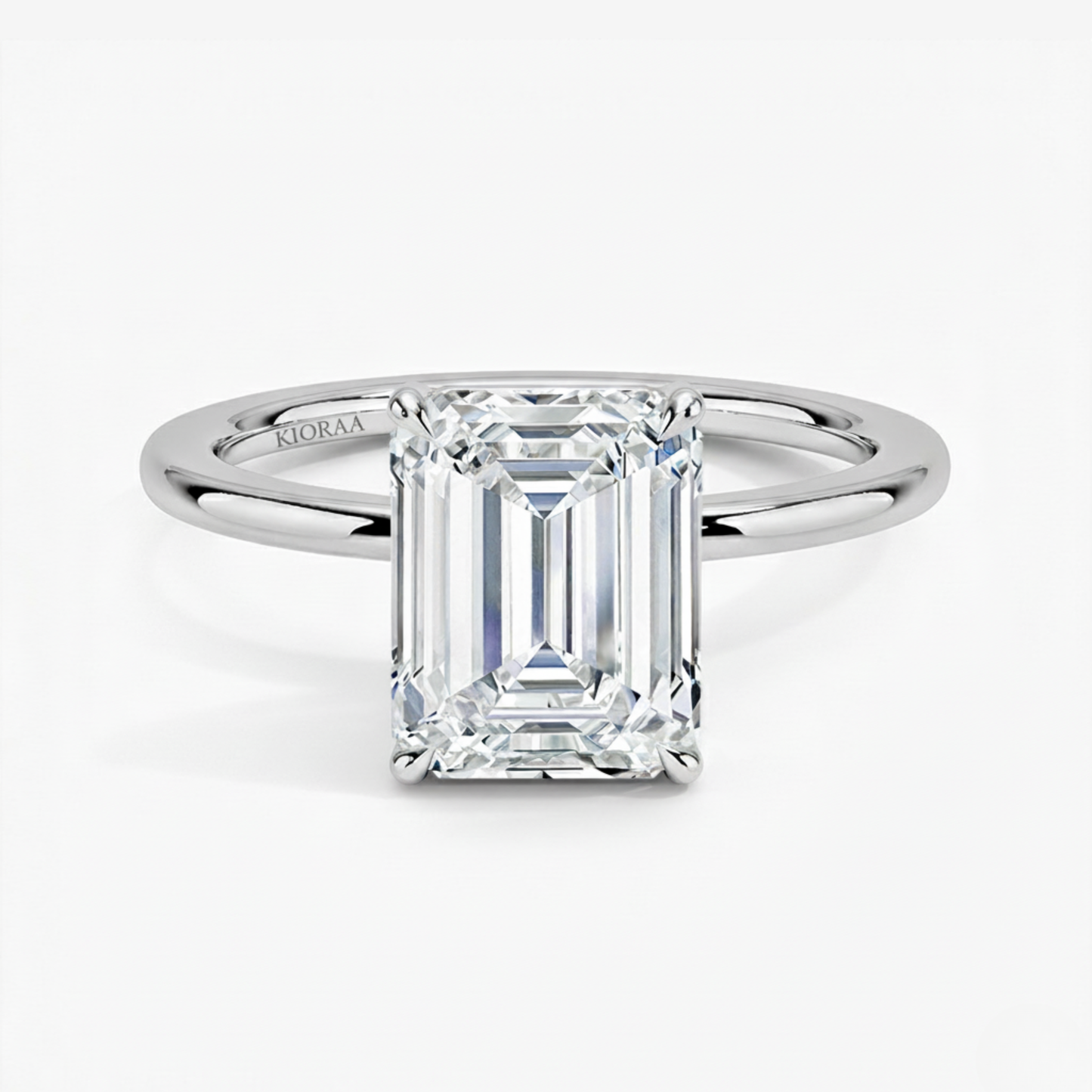 Classic Simple Emerald  Solitaire Engagement Ring