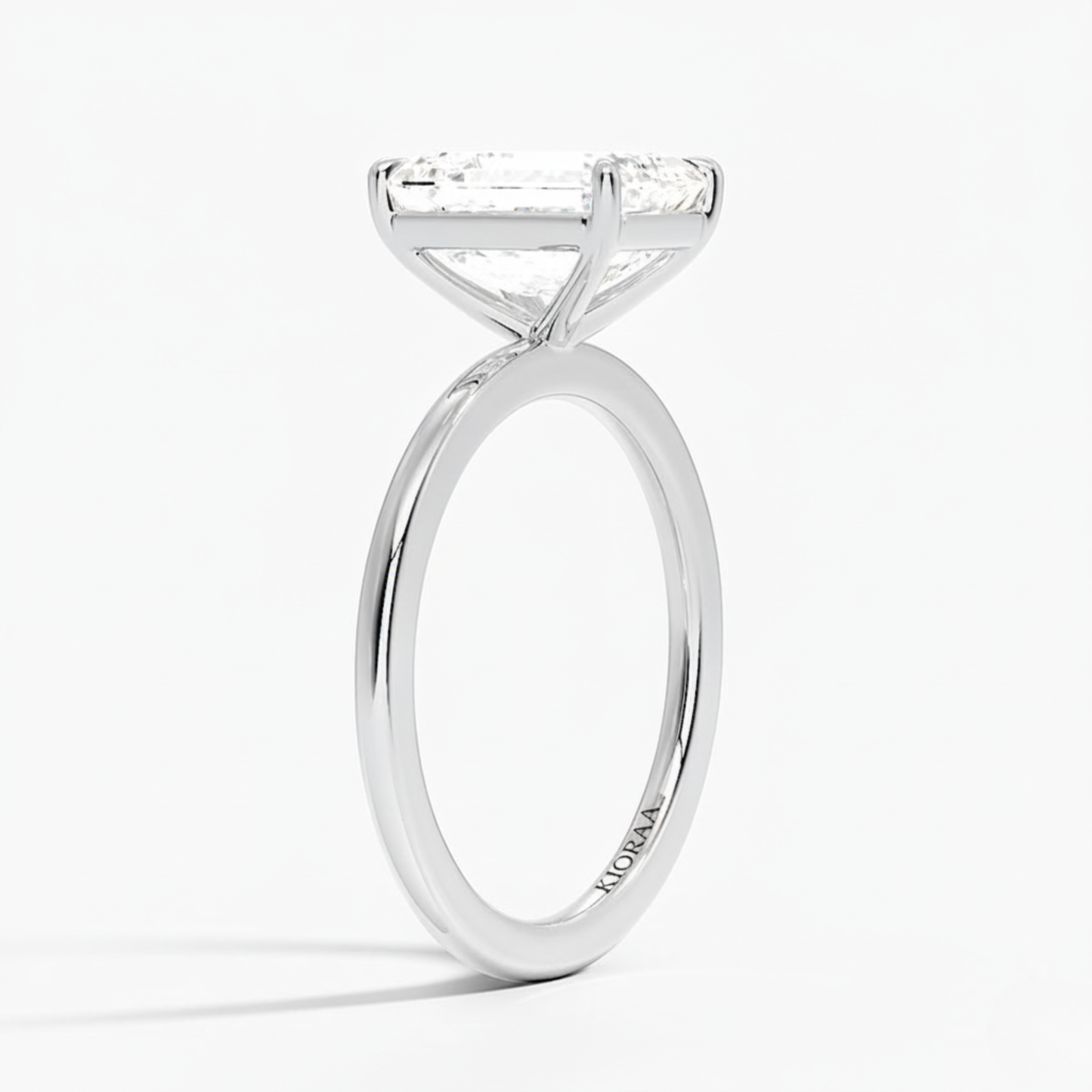 Classic Simple Emerald  Solitaire Engagement Ring