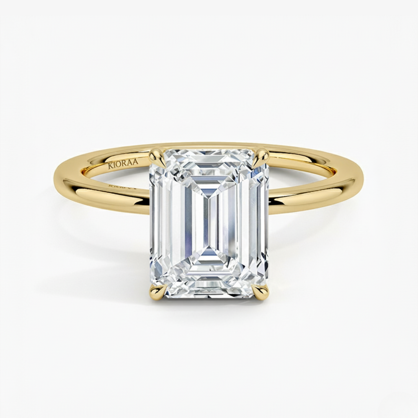 Classic Simple Emerald  Solitaire Engagement Ring