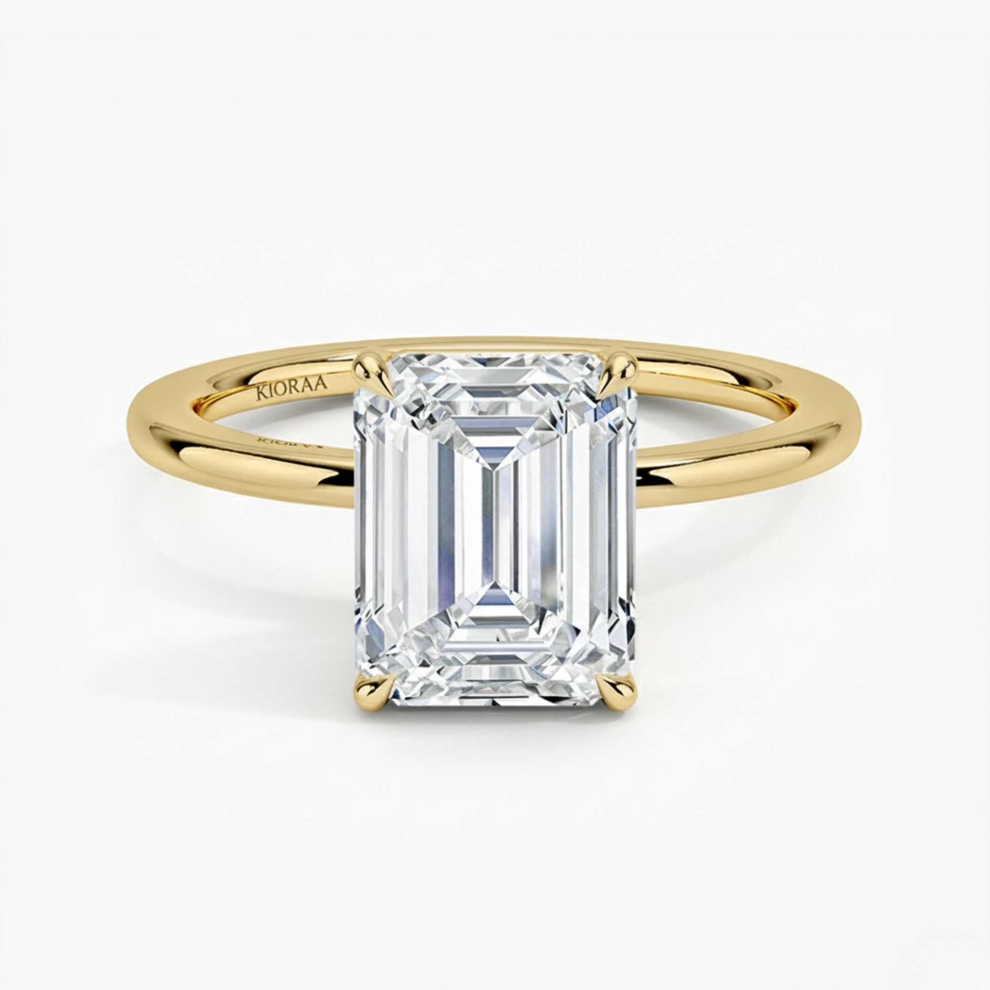 Classic Simple Emerald  Solitaire Engagement Ring