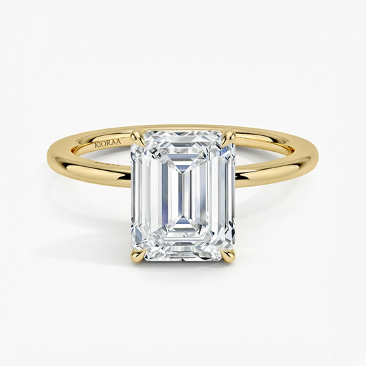 Classic Simple Emerald  Solitaire Engagement Ring