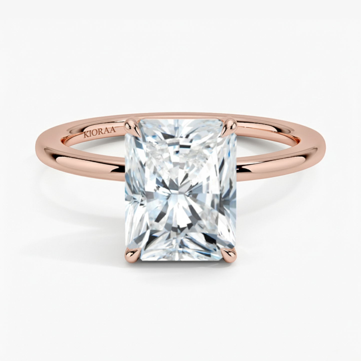 Classic Simple Radiant  Solitaire Engagement Ring