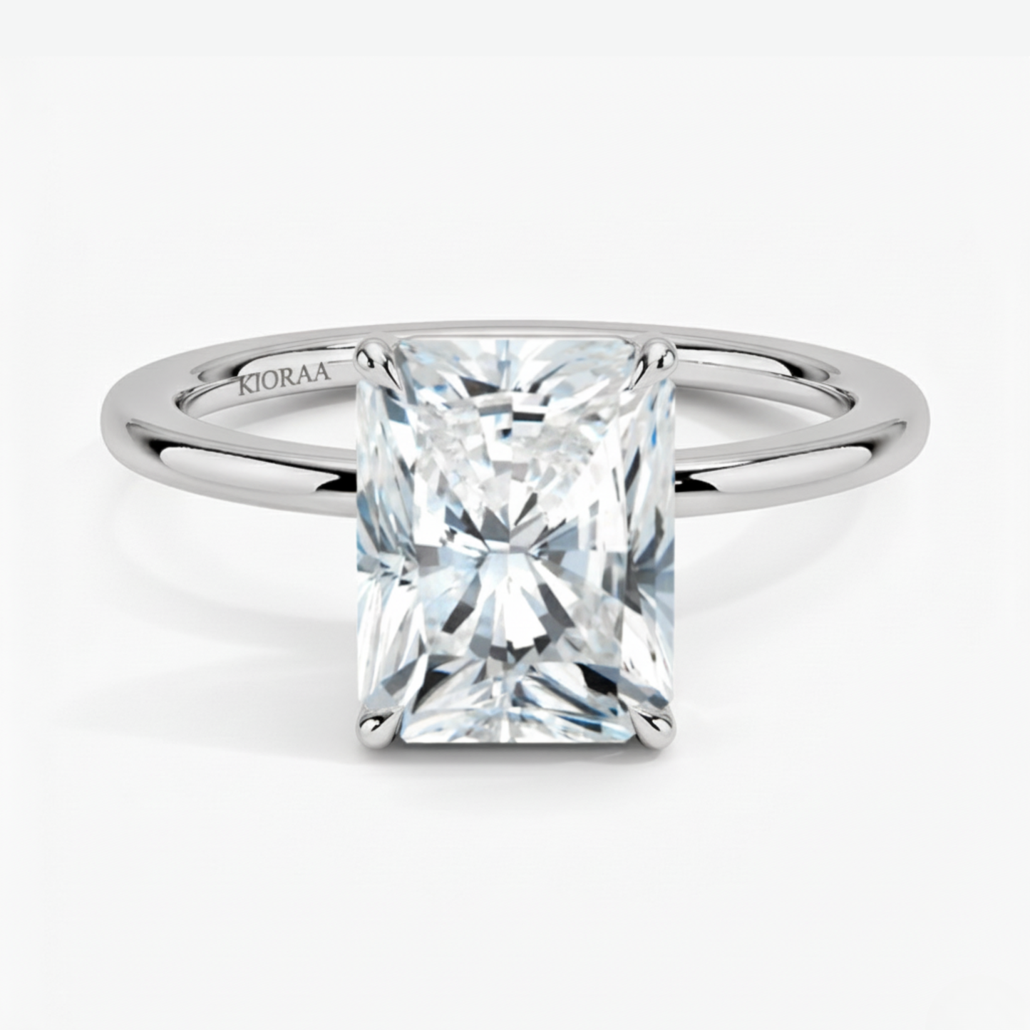Classic Simple Radiant  Solitaire Engagement Ring