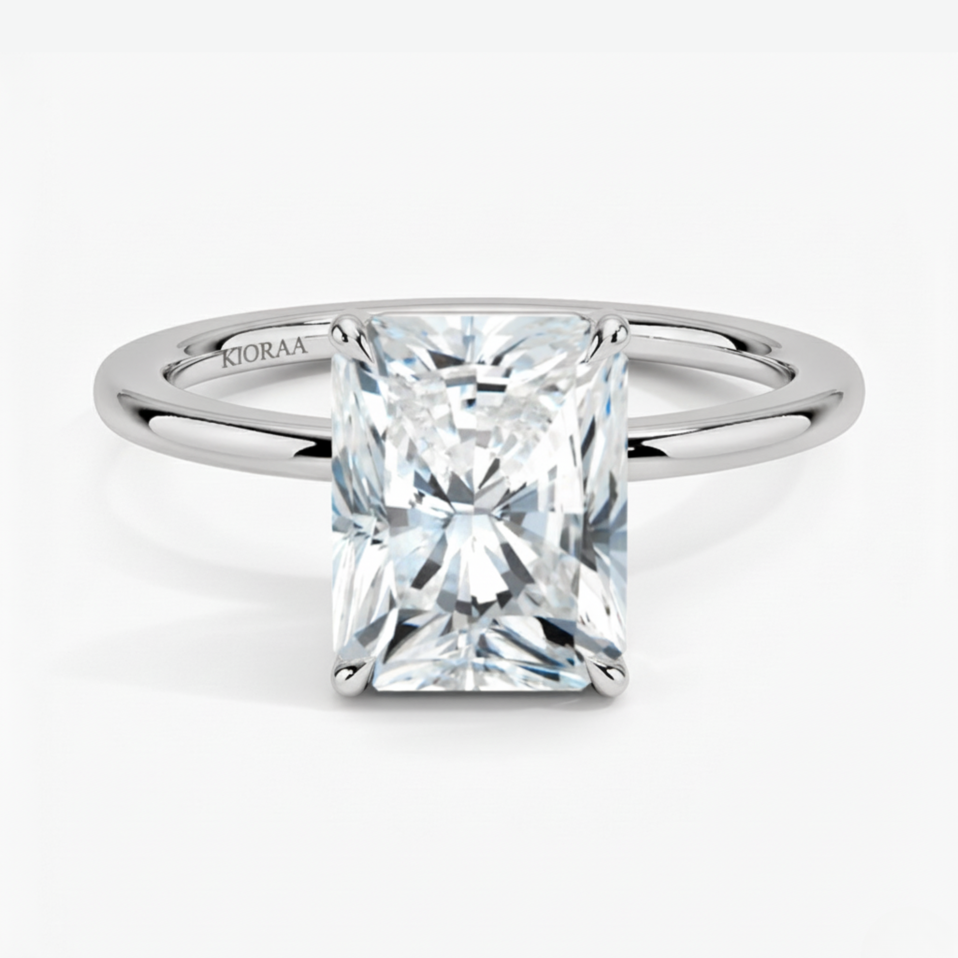 Classic Simple Radiant  Solitaire Engagement Ring