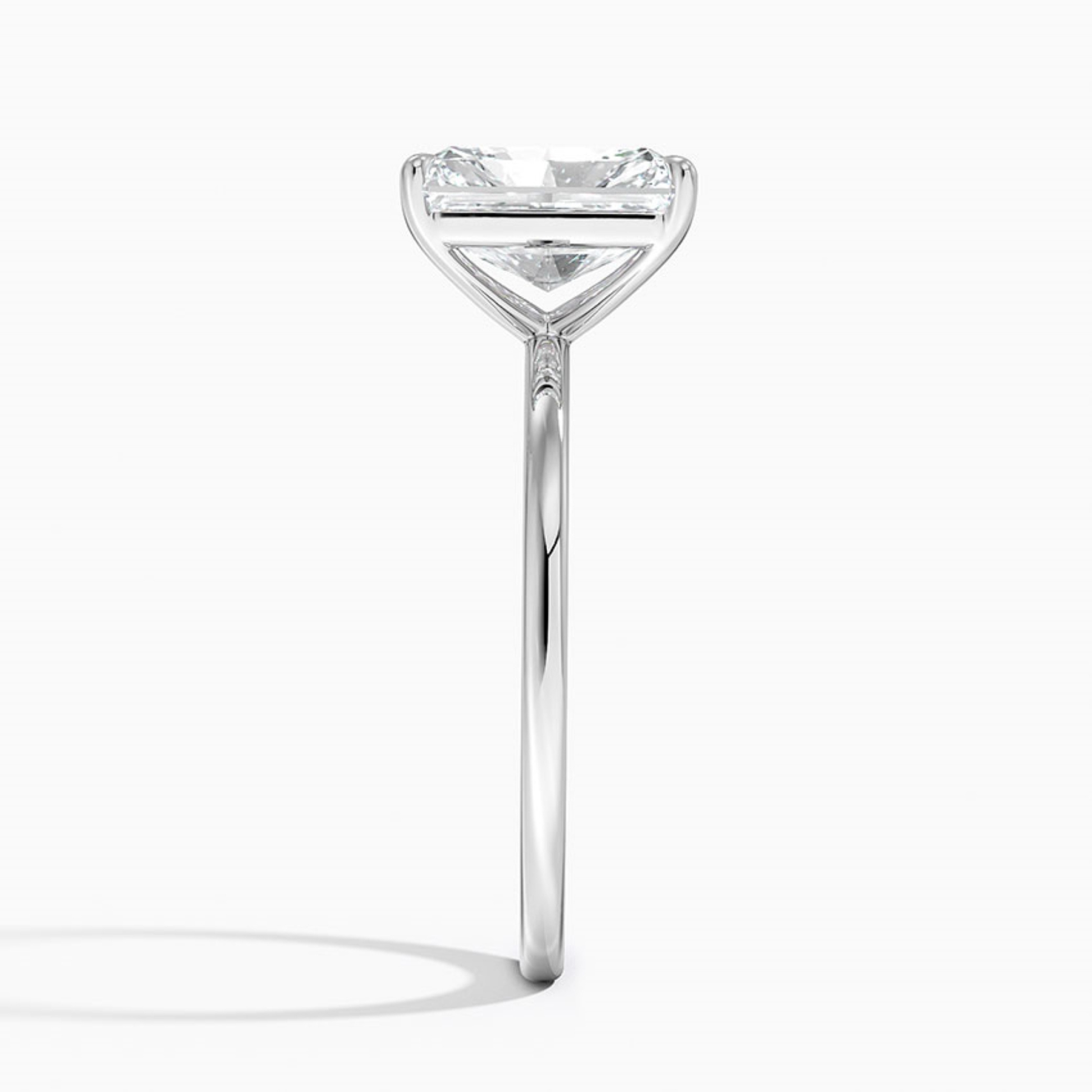 Classic Simple Radiant  Solitaire Engagement Ring