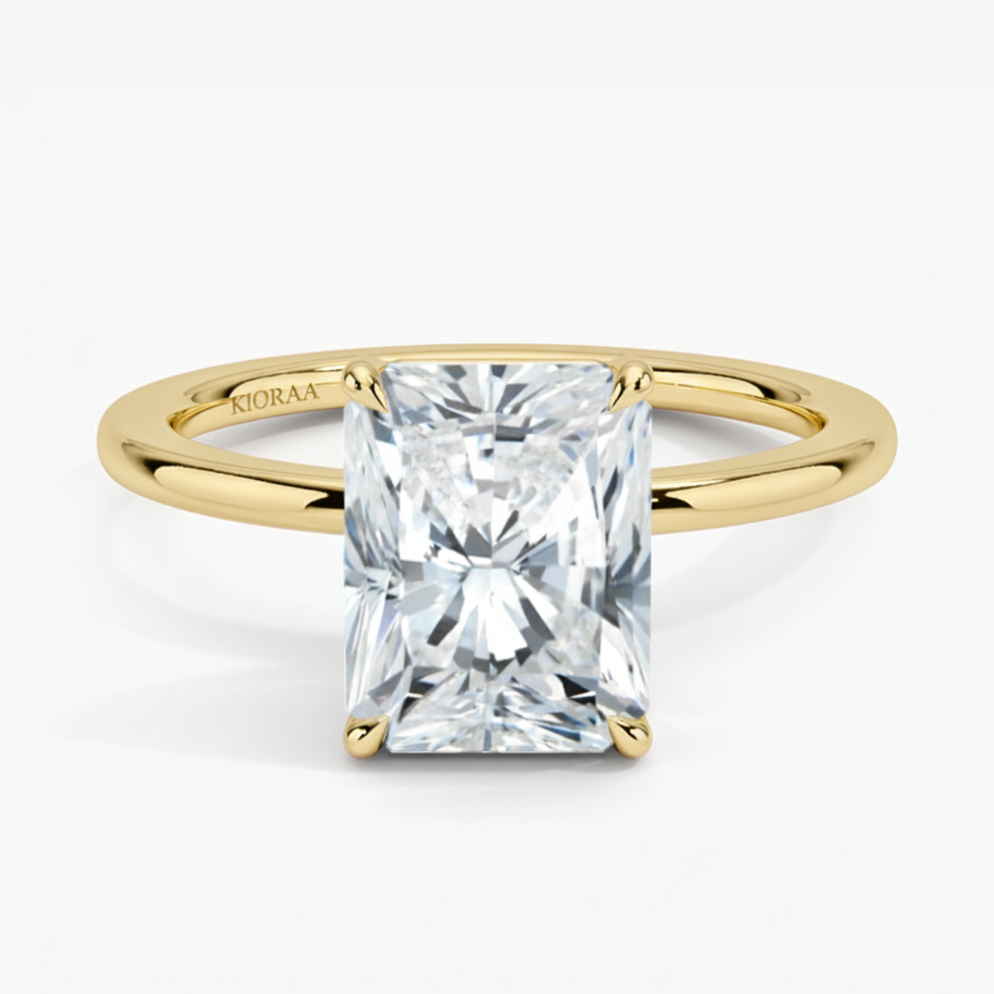 Classic Simple Radiant  Solitaire Engagement Ring