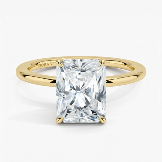 Classic Simple Radiant  Solitaire Engagement Ring