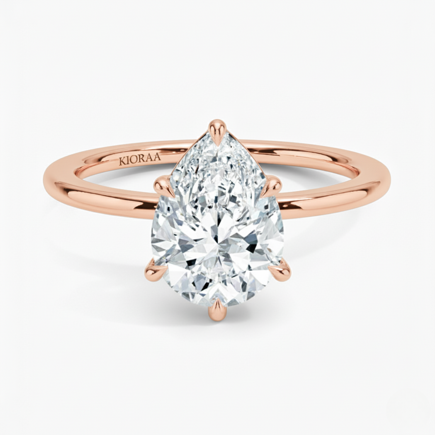 Classic Simple Pear  Solitaire Engagement Ring