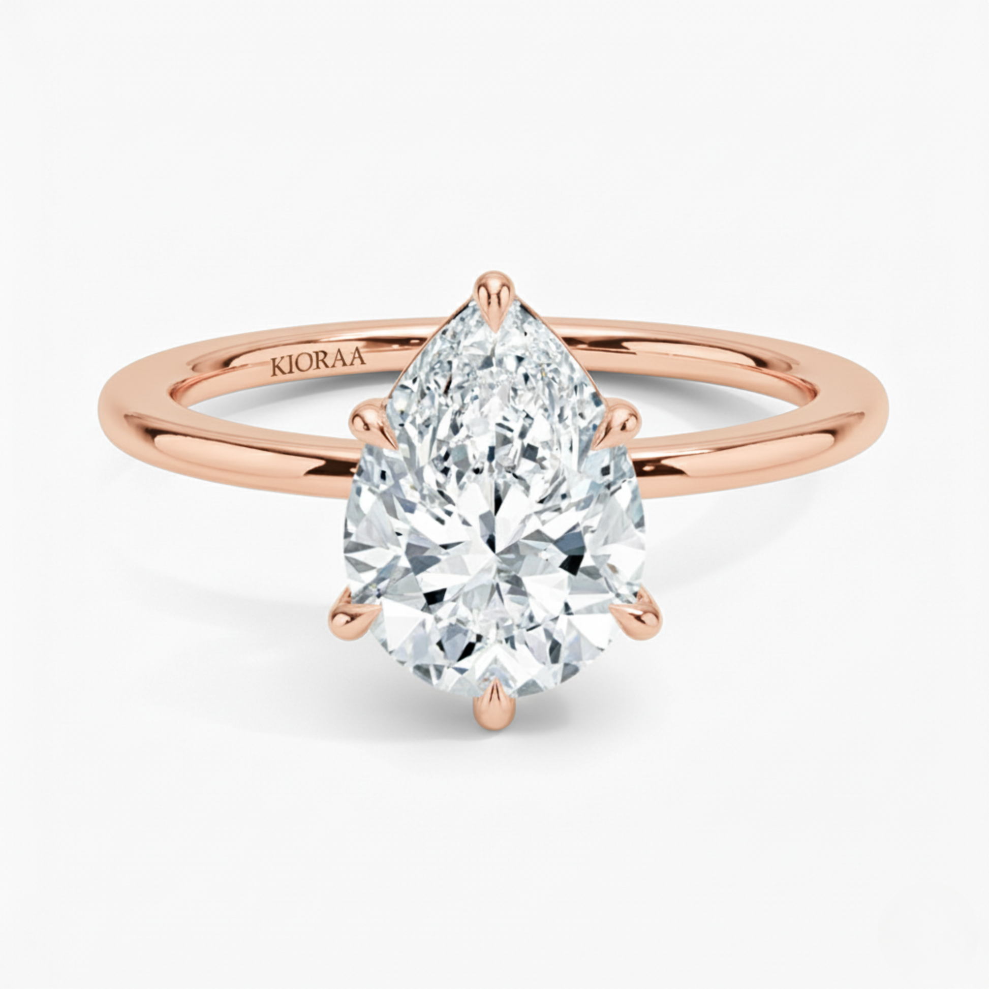 Classic Simple Pear  Solitaire Engagement Ring