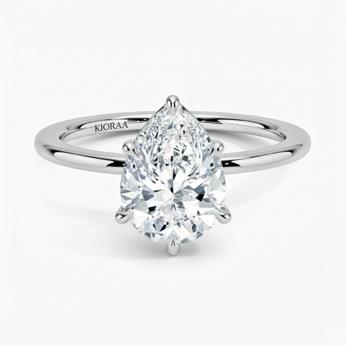 Classic Simple Pear  Solitaire Engagement Ring