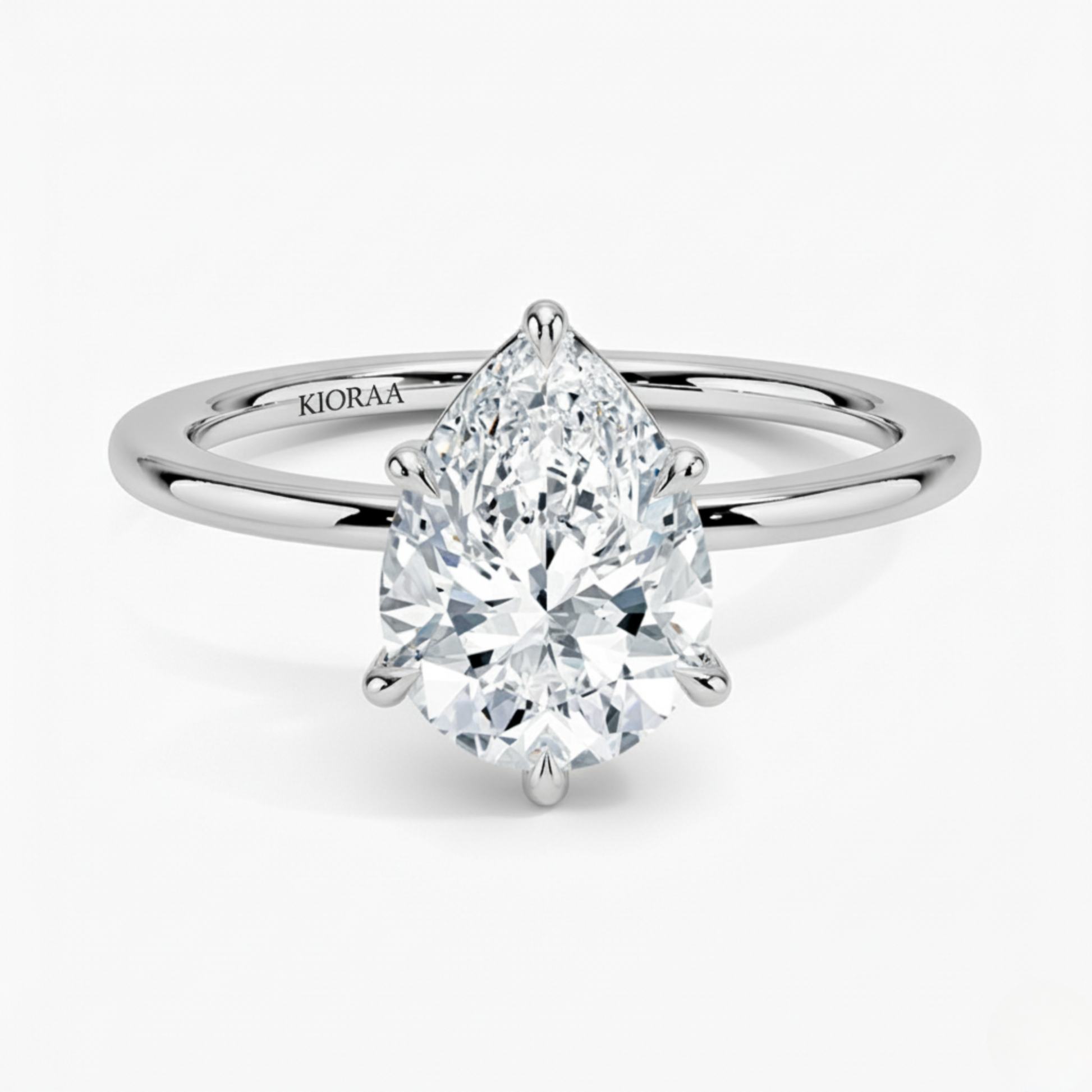 Classic Simple Pear  Solitaire Engagement Ring