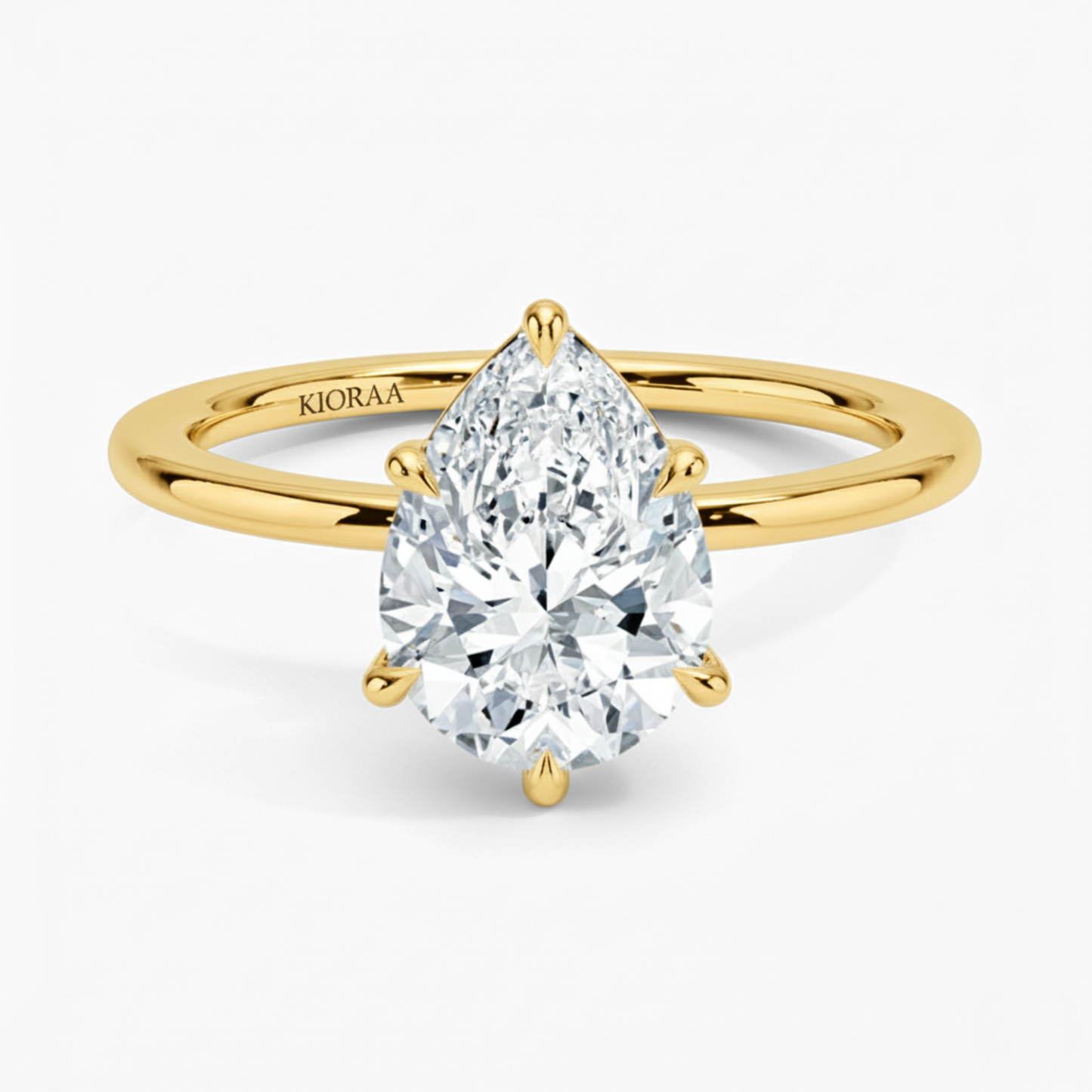 Classic Simple Pear  Solitaire Engagement Ring