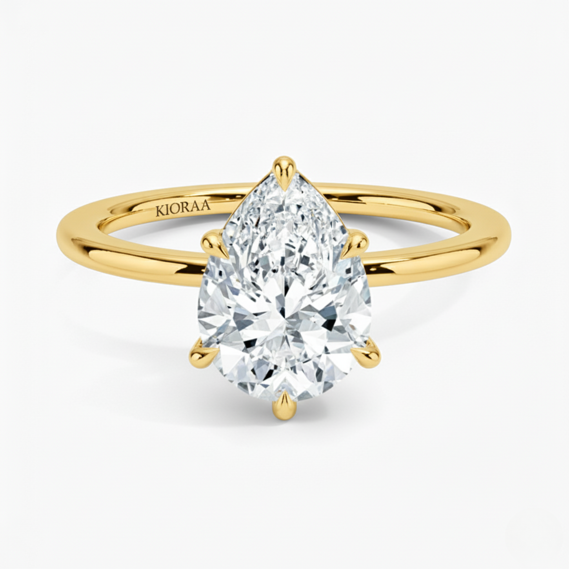 Classic Simple Pear  Solitaire Engagement Ring