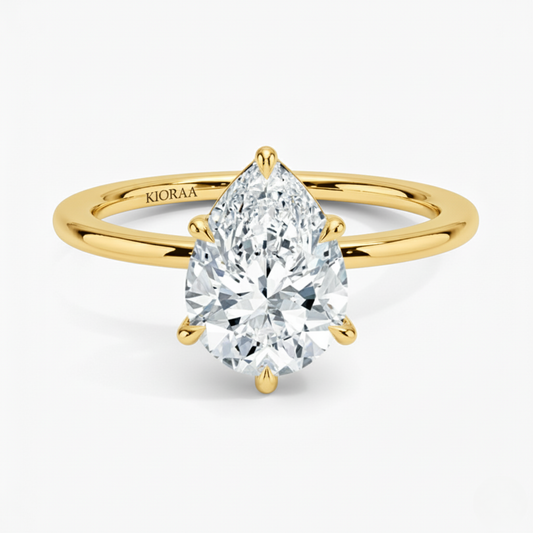 Classic Simple Pear  Solitaire Engagement Ring
