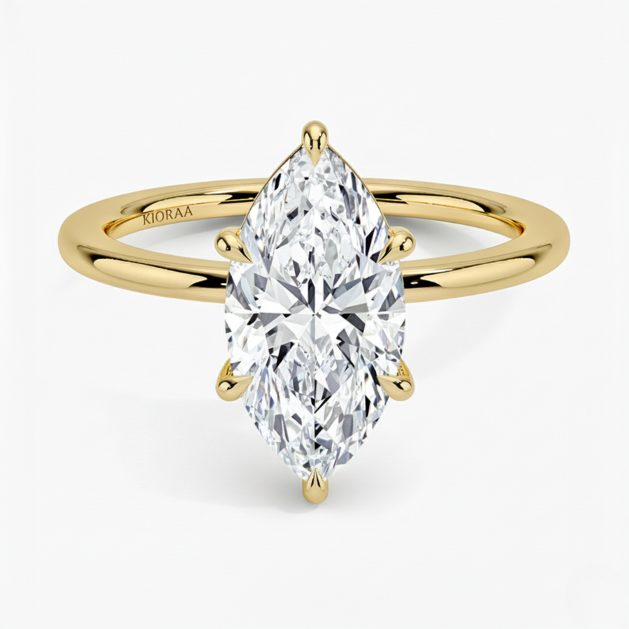 Classic Simple Marquise Solitaire Engagement Ring