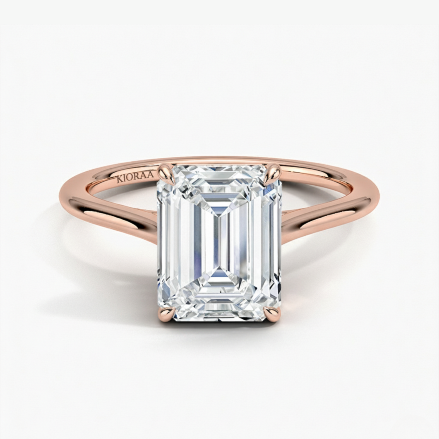 Emerald Diamond Solitaire Engagement Ring